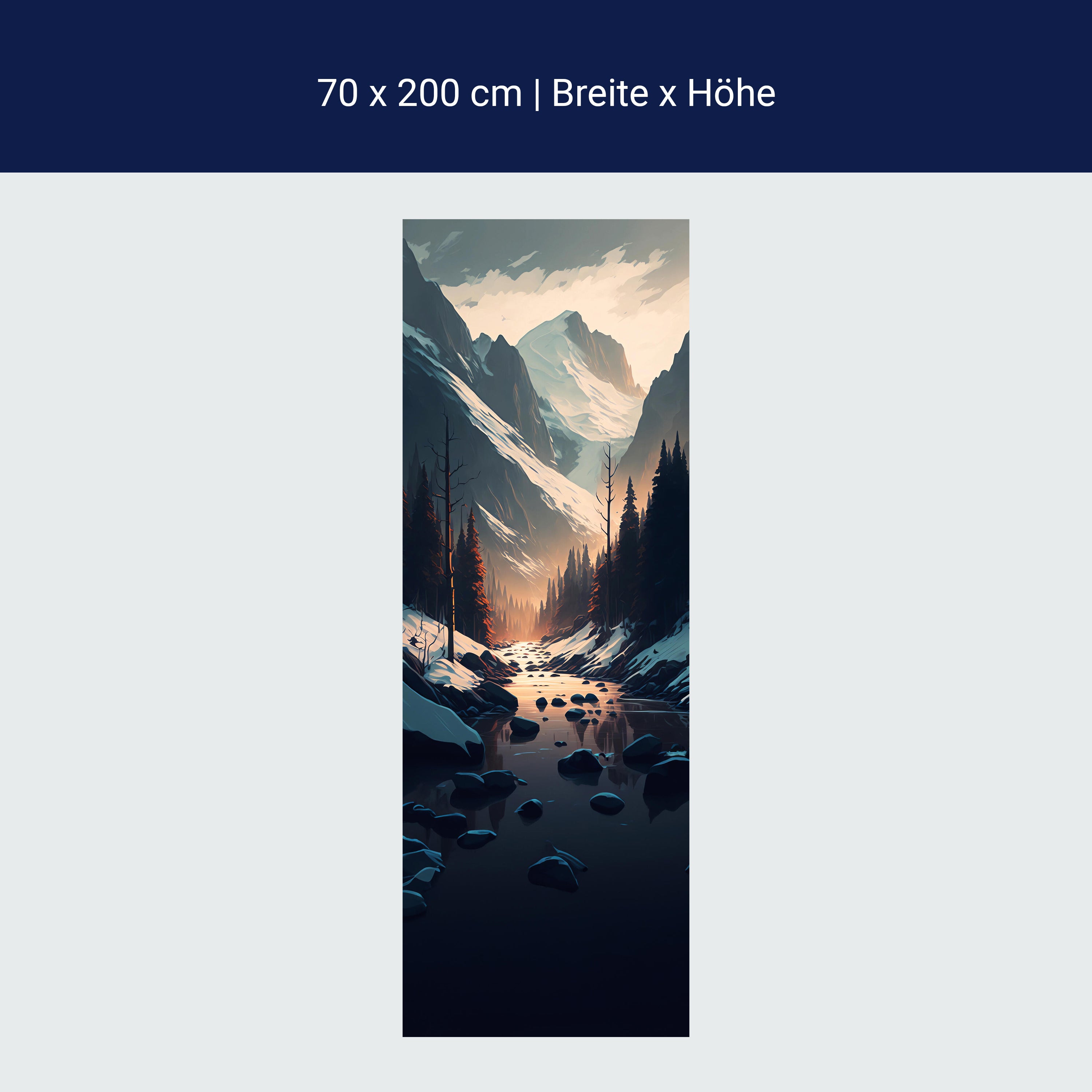 Türtapete Berge, Bach, Winter, Wald M1448 Türtapete Berge, Bach, Winter, Wald M1448