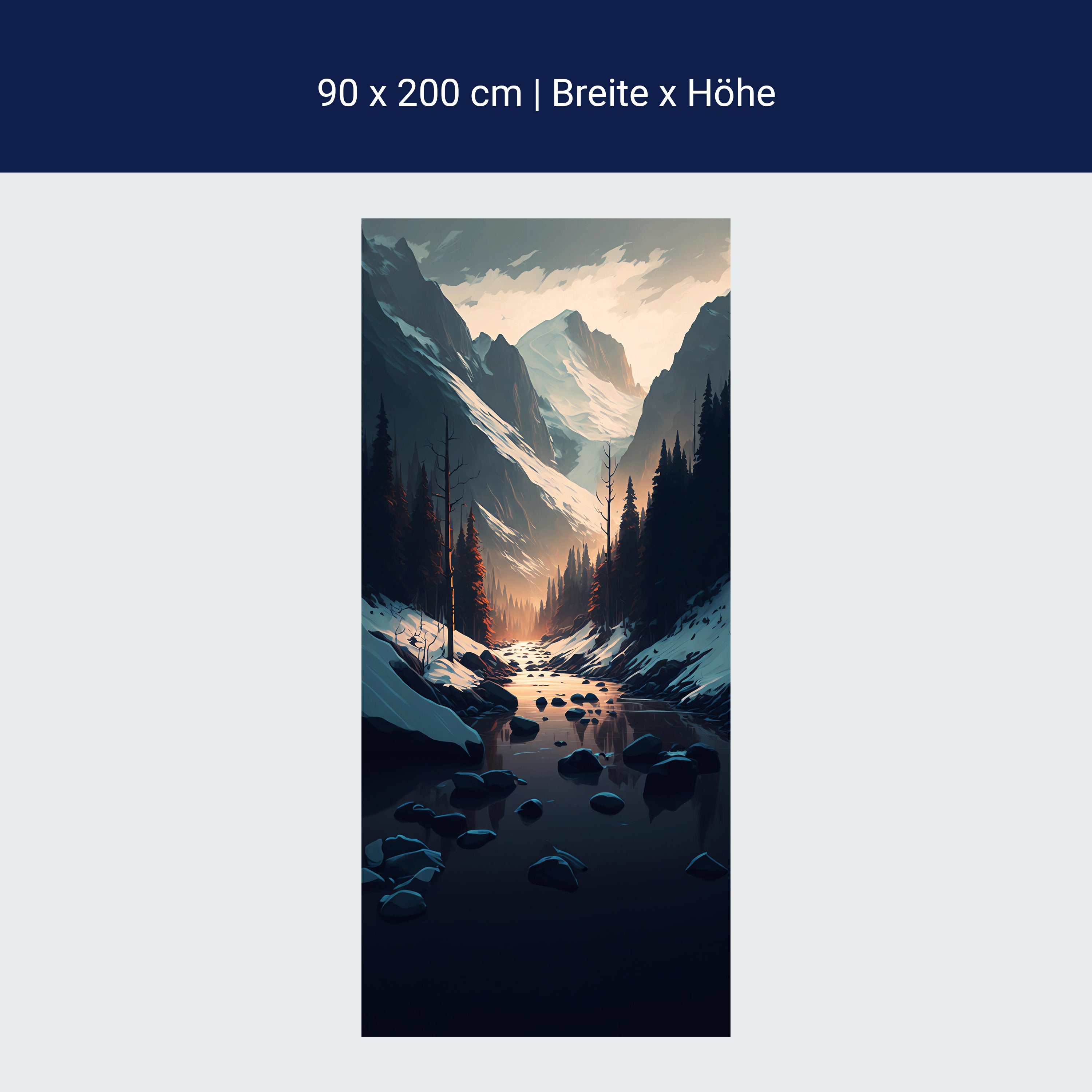 Türtapete Berge, Bach, Winter, Wald M1448 Türtapete Berge, Bach, Winter, Wald M1448