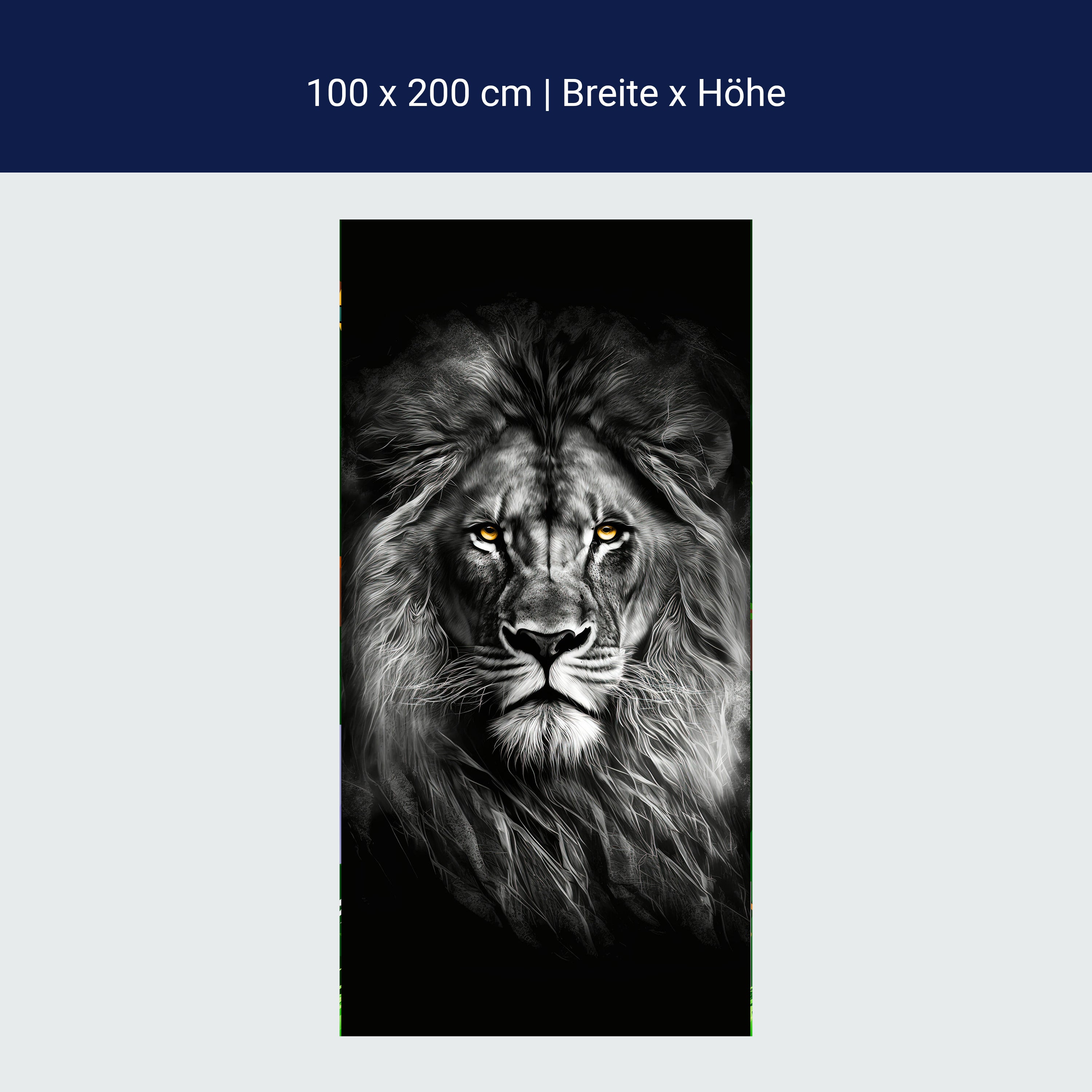 Türtapete Löwe, Schwarz, Weiß M1450 Türtapete Löwe, Schwarz, Weiß M1450