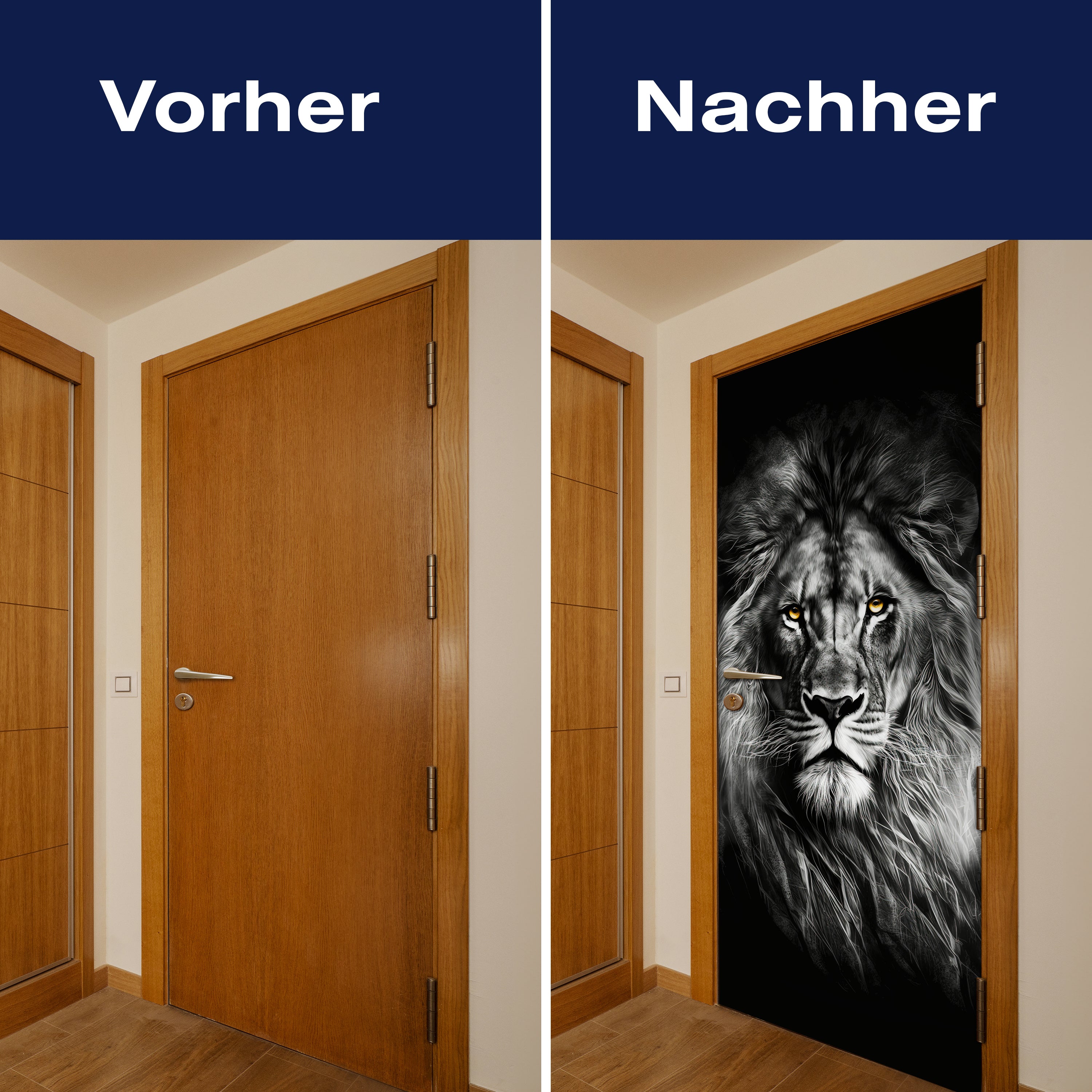 Türtapete Löwe, Schwarz, Weiß M1450 - Bild 10 Türtapete Löwe, Schwarz, Weiß M1450 - Bild 10