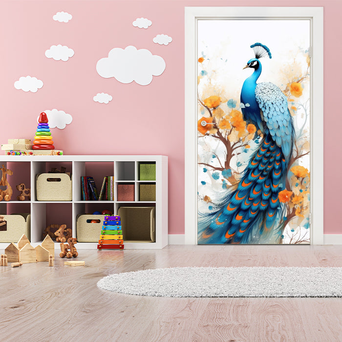 Türtapete Pfau, Illustration, Federn M1455 - Bild 1 Türtapete Pfau, Illustration, Federn M1455 - Bild 1