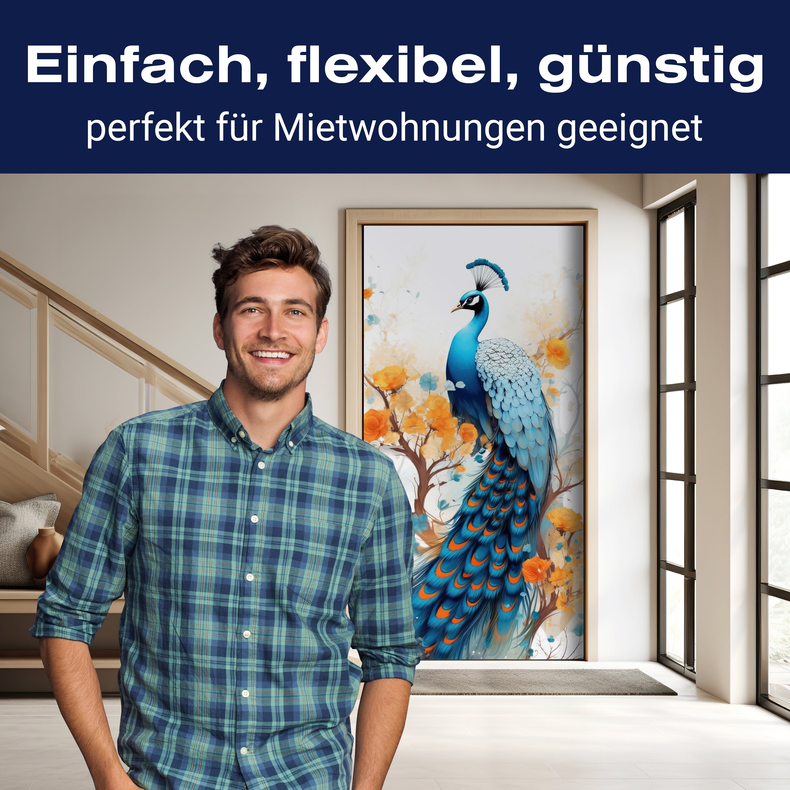 Türtapete Pfau, Illustration, Federn M1455 - Bild 3 Türtapete Pfau, Illustration, Federn M1455 - Bild 3