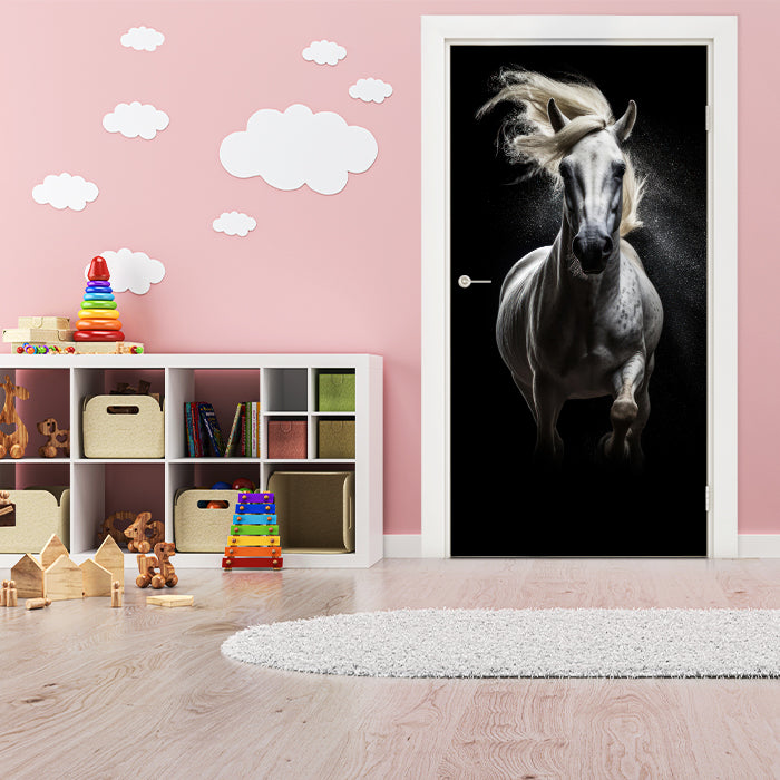 Türtapete weißes Pferd, Schimmel M1458 - Bild 1 Türtapete weißes Pferd, Schimmel M1458 - Bild 1