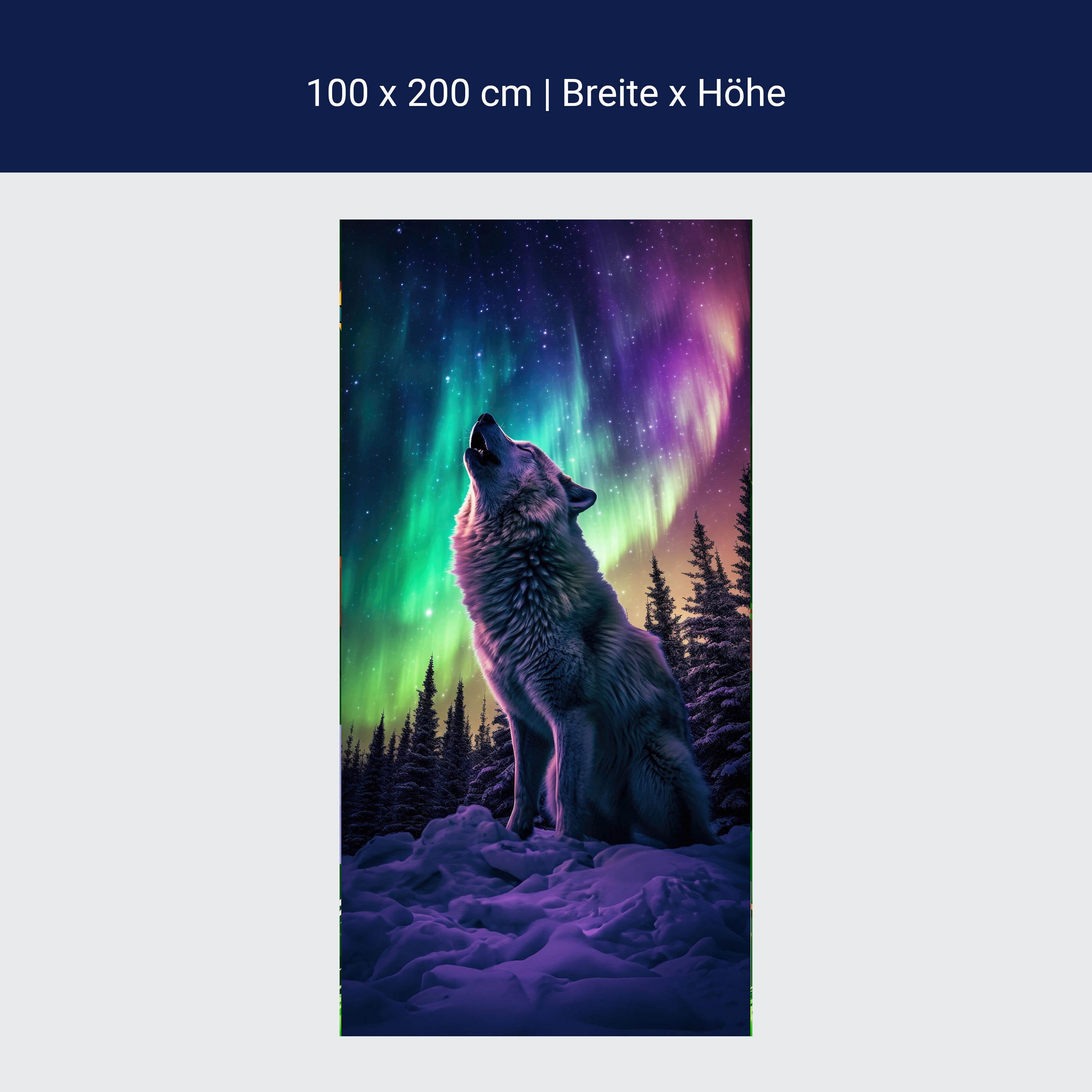 Türtapete heulender Wolf, Polarlicht, Winter M1462 Türtapete heulender Wolf, Polarlicht, Winter M1462
