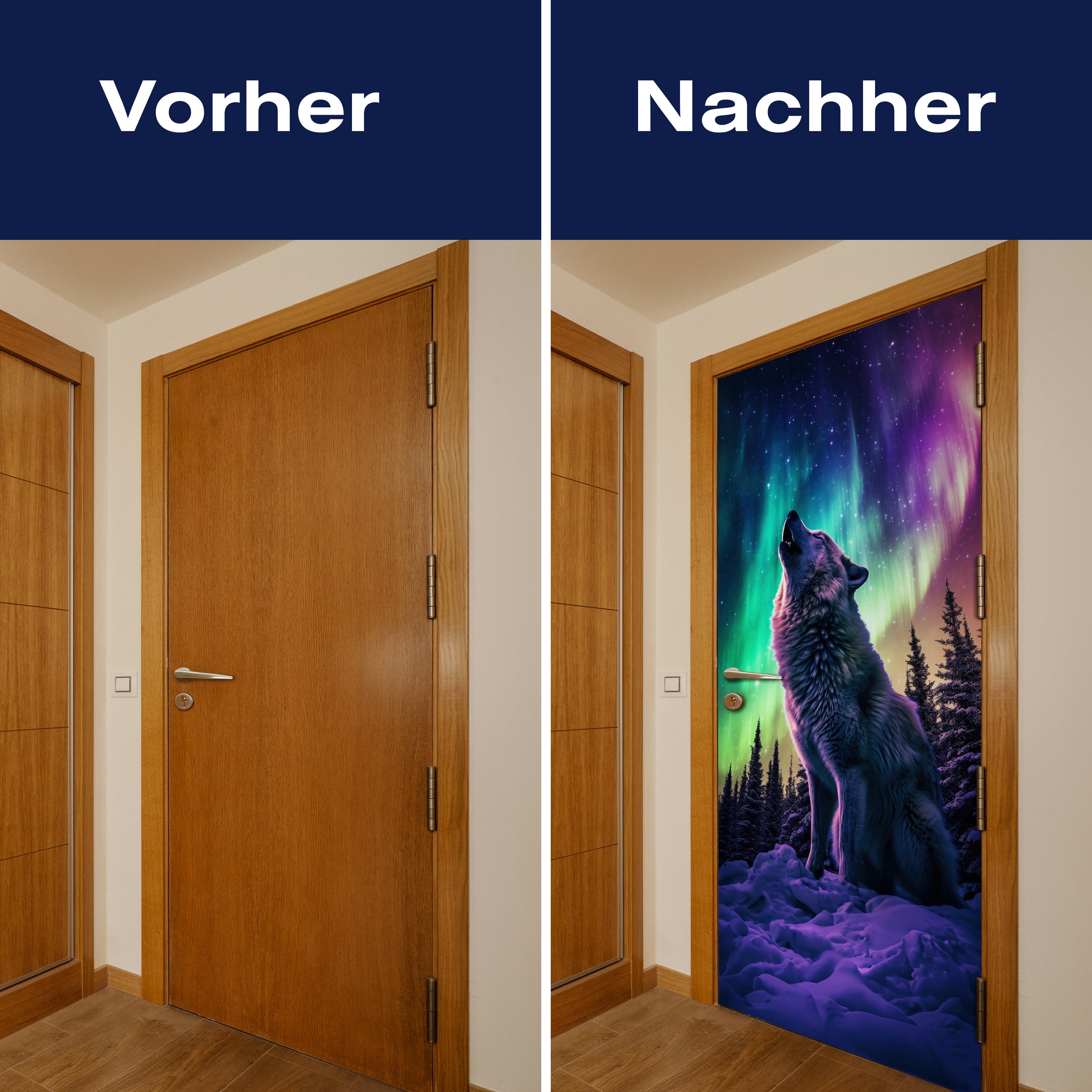 Türtapete heulender Wolf, Polarlicht, Winter M1462 - Bild 10 Türtapete heulender Wolf, Polarlicht, Winter M1462 - Bild 10