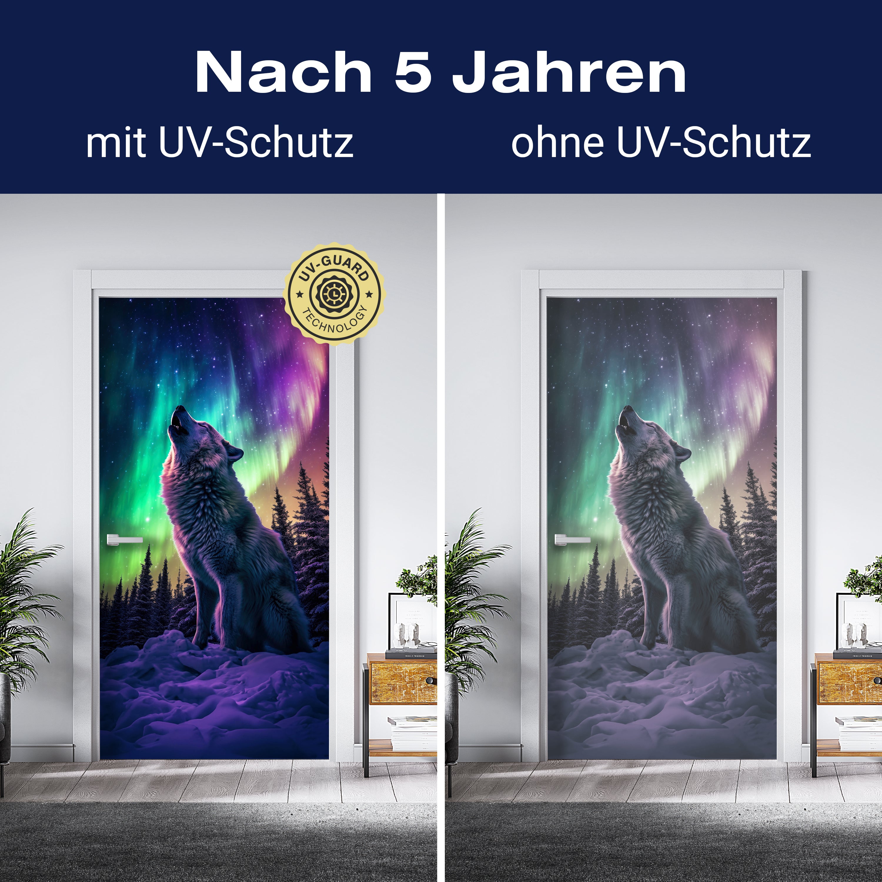 Türtapete heulender Wolf, Polarlicht, Winter M1462 - Bild 4 Türtapete heulender Wolf, Polarlicht, Winter M1462 - Bild 4