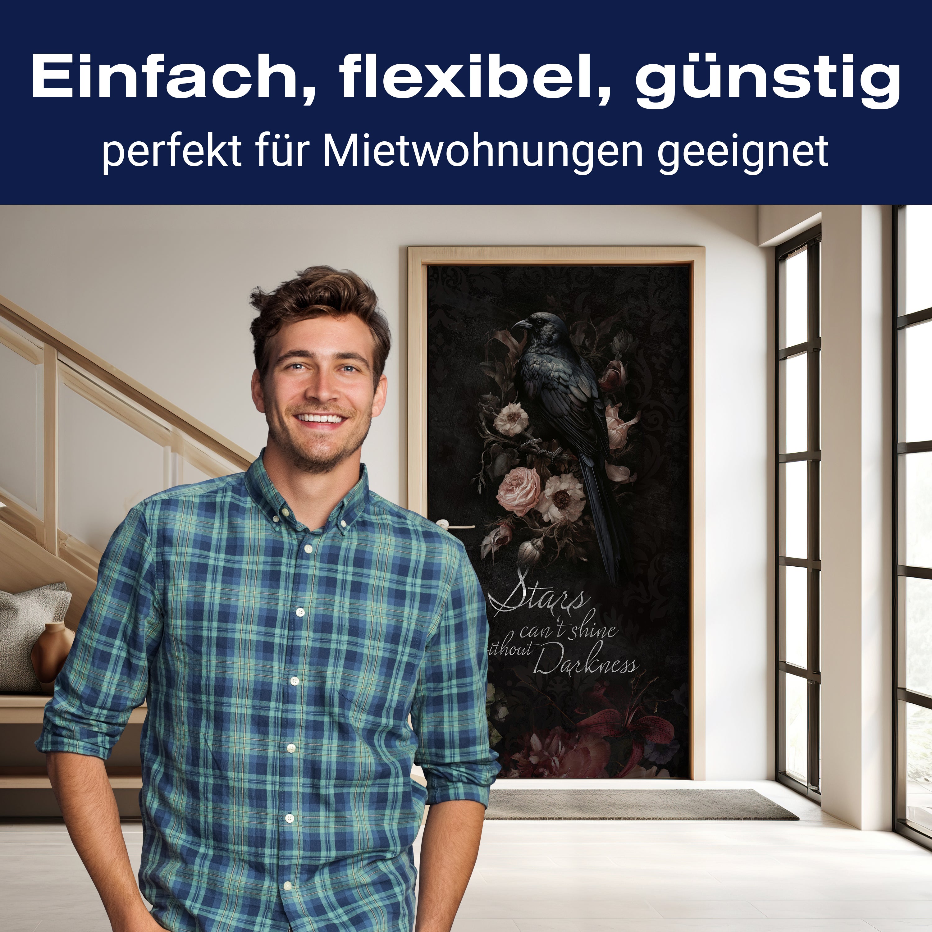 Türtapete Rabe, Gothic, Totenkopf, Spruch M1463 - Bild 3 Türtapete Rabe, Gothic, Totenkopf, Spruch M1463 - Bild 3