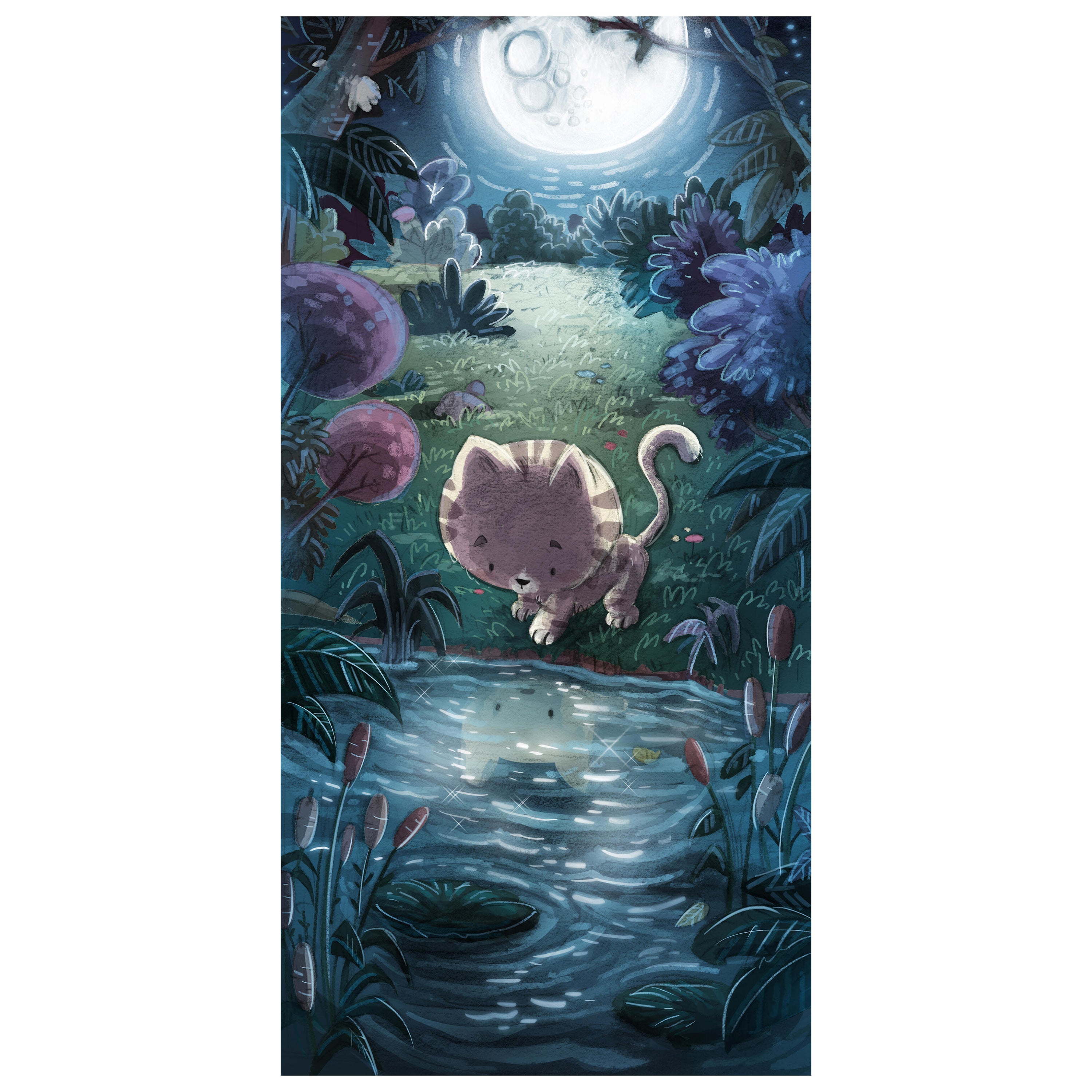 Türtapete Illustration, Katze, Fluss, Nacht M1464 - Bild 2 Türtapete Illustration, Katze, Fluss, Nacht M1464 - Bild 2