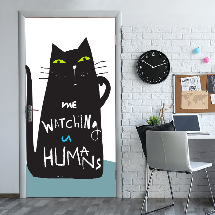 Türtapete Katze, Spruch, Illustration M1465 - Bild 1 Türtapete Katze, Spruch, Illustration M1465 - Bild 1