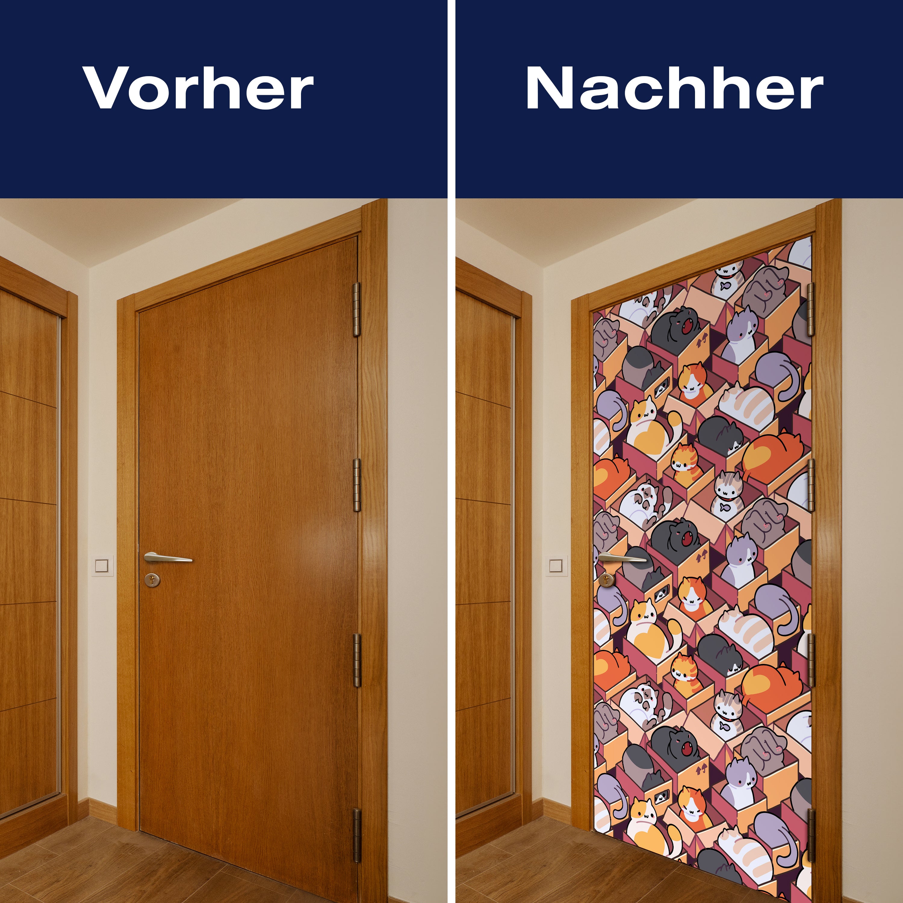 Türtapete Katzen, Kartons, Muster M1466 - Bild 10 Türtapete Katzen, Kartons, Muster M1466 - Bild 10