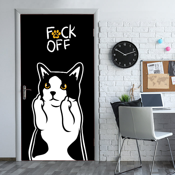 Türtapete Katze, Mittelfinger, Fuck Off M1470 - Bild 1 Türtapete Katze, Mittelfinger, Fuck Off M1470 - Bild 1