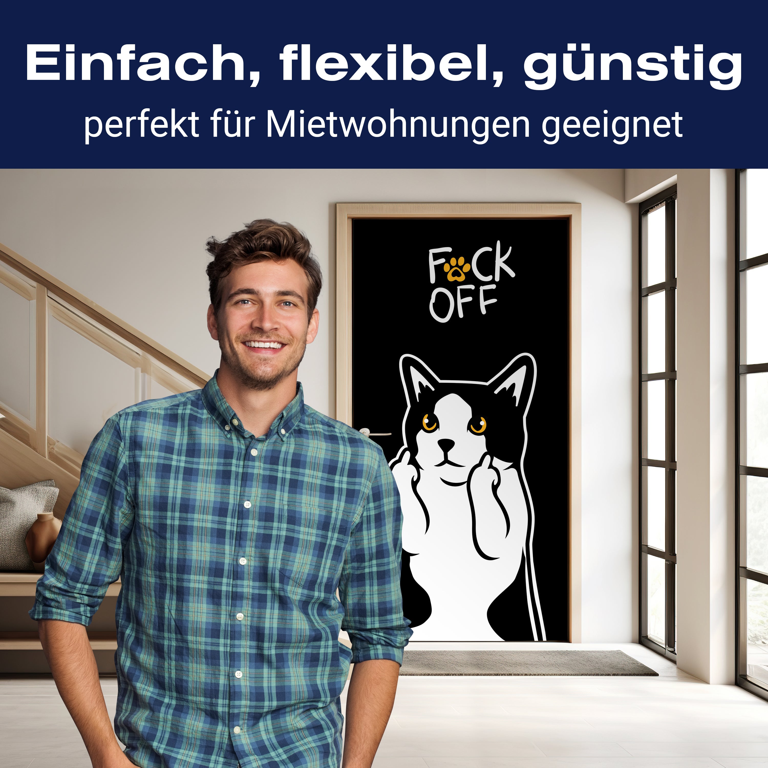 Türtapete Katze, Mittelfinger, Fuck Off M1470 - Bild 3 Türtapete Katze, Mittelfinger, Fuck Off M1470 - Bild 3