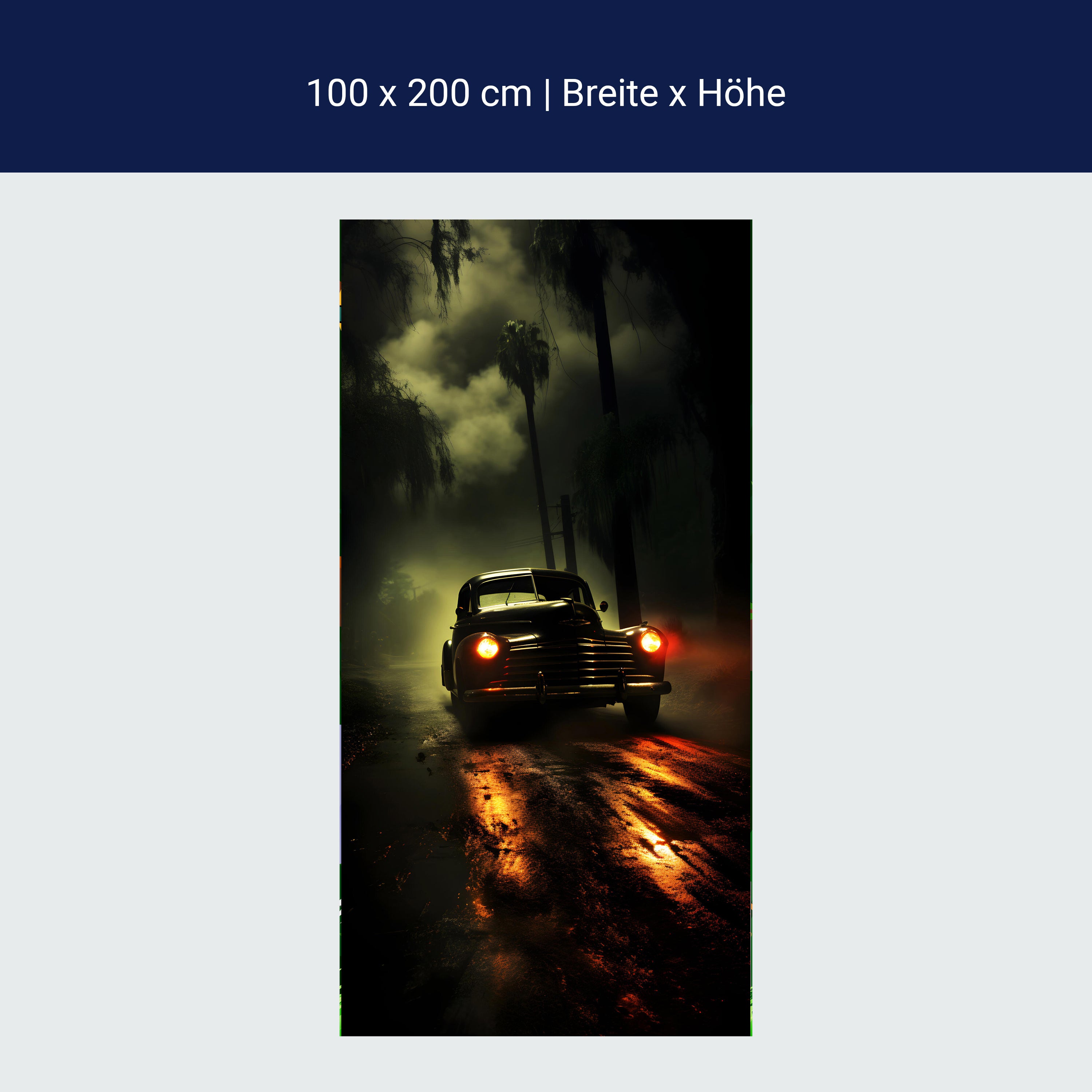 Türtapete Oldtimer, Nacht, Palmen M1476 Türtapete Oldtimer, Nacht, Palmen M1476