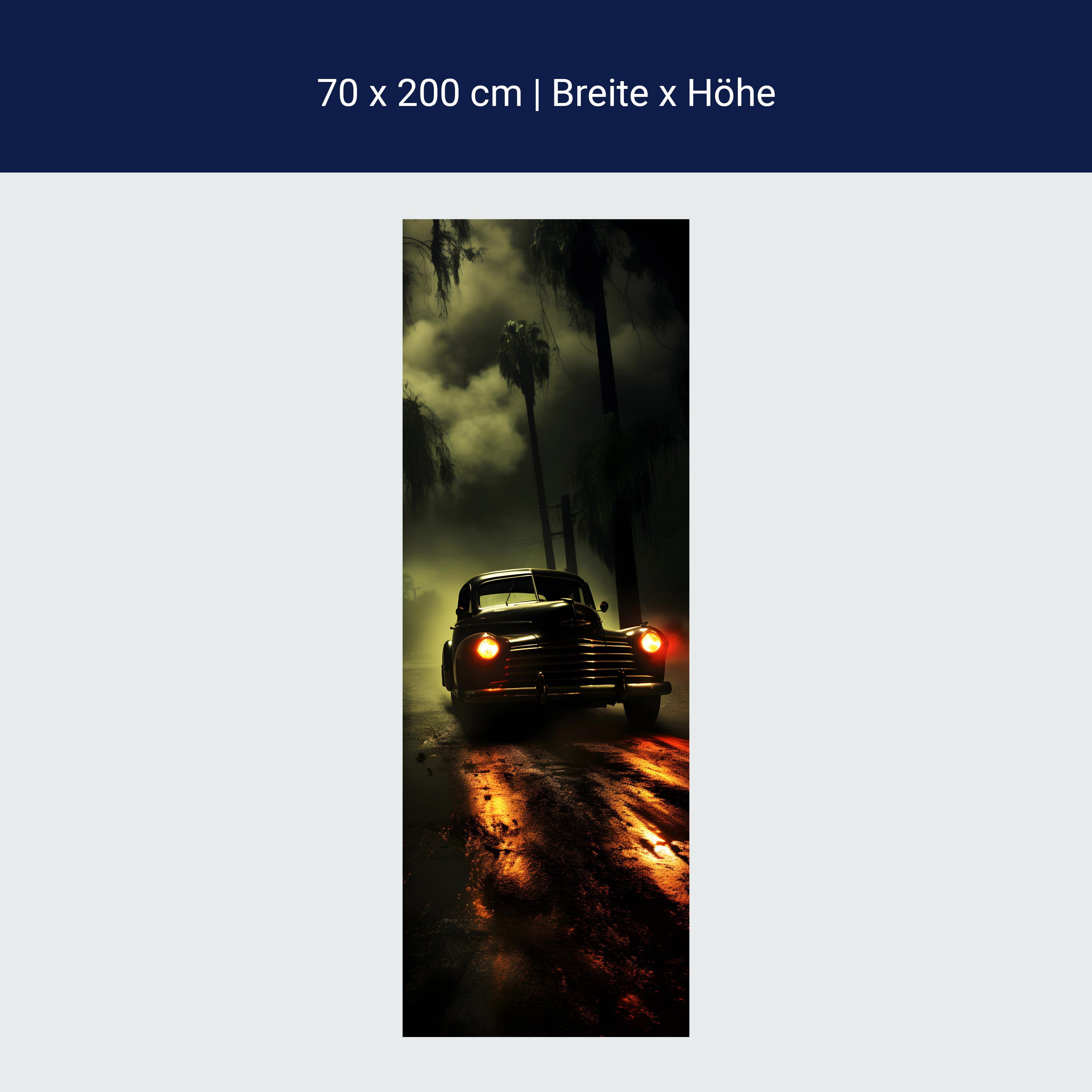 Türtapete Oldtimer, Nacht, Palmen M1476 Türtapete Oldtimer, Nacht, Palmen M1476