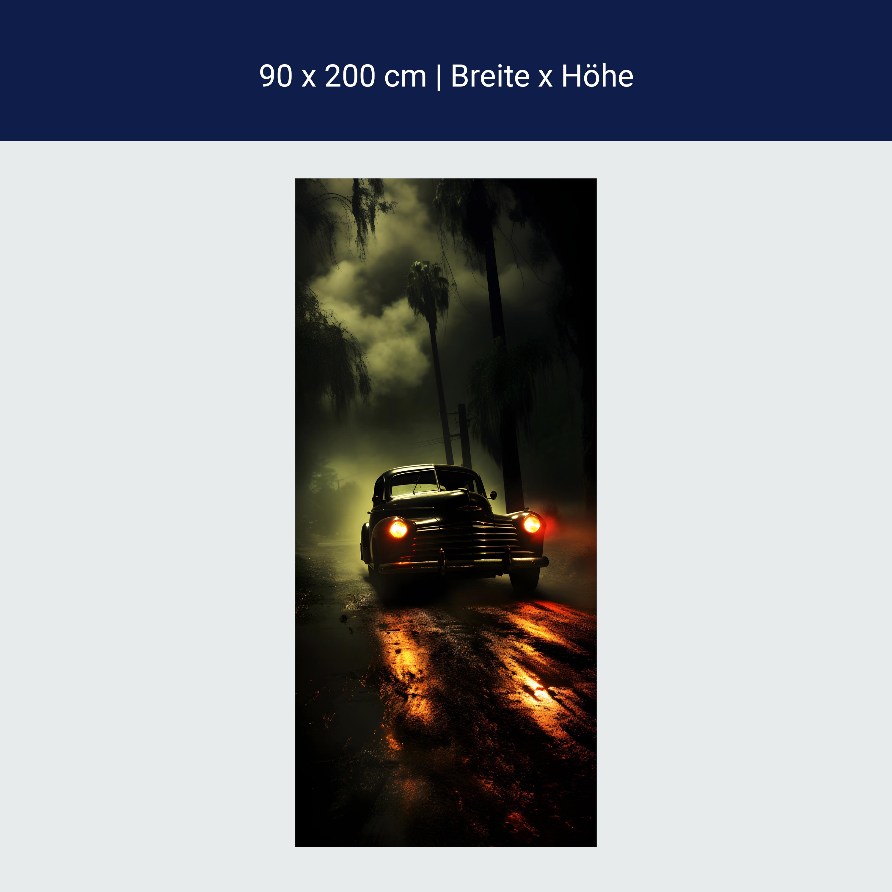 Türtapete Oldtimer, Nacht, Palmen M1476 Türtapete Oldtimer, Nacht, Palmen M1476