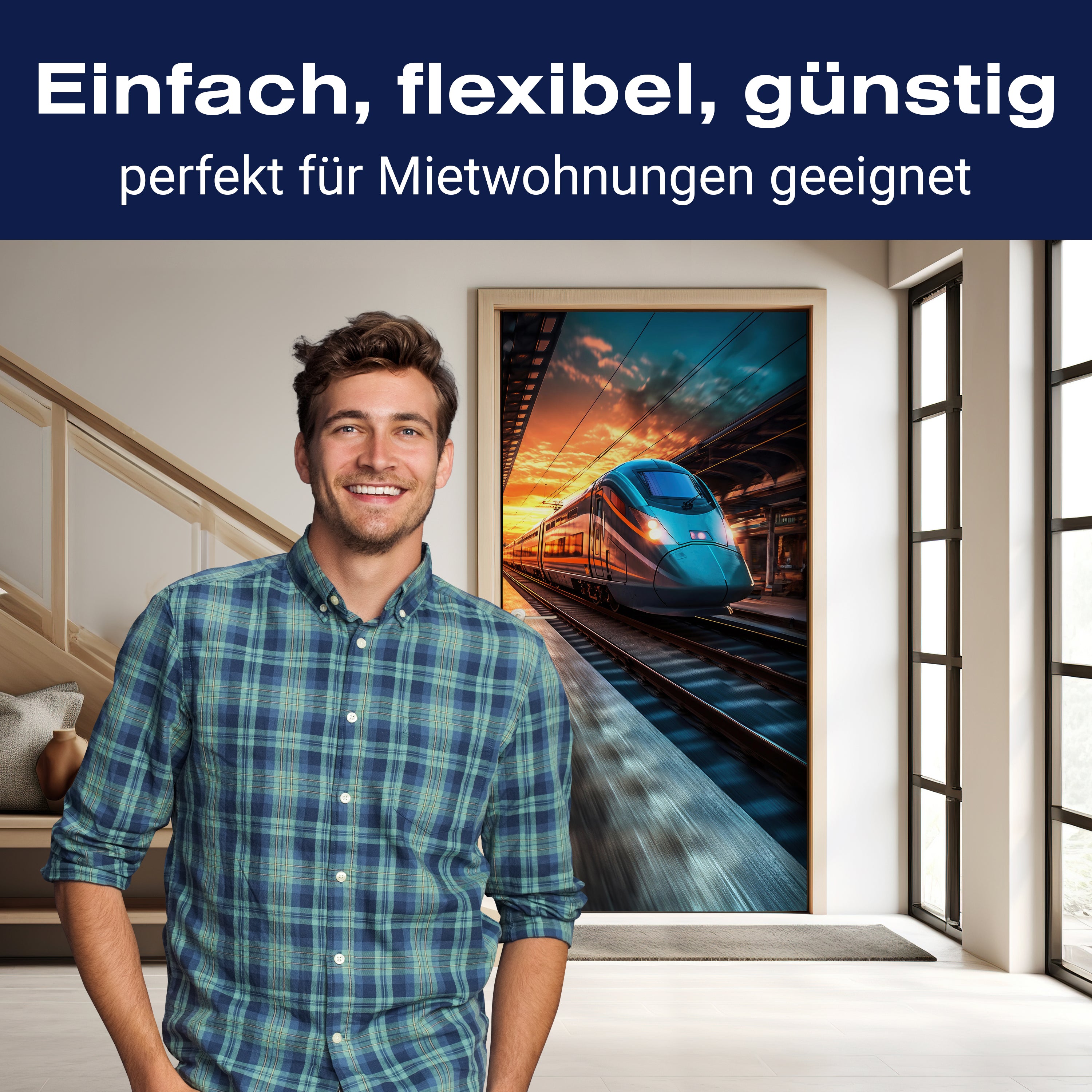 Türtapete Zug, Bahnhof, Gleise, Eisenbahn M1478 - Bild 3 Türtapete Zug, Bahnhof, Gleise, Eisenbahn M1478 - Bild 3