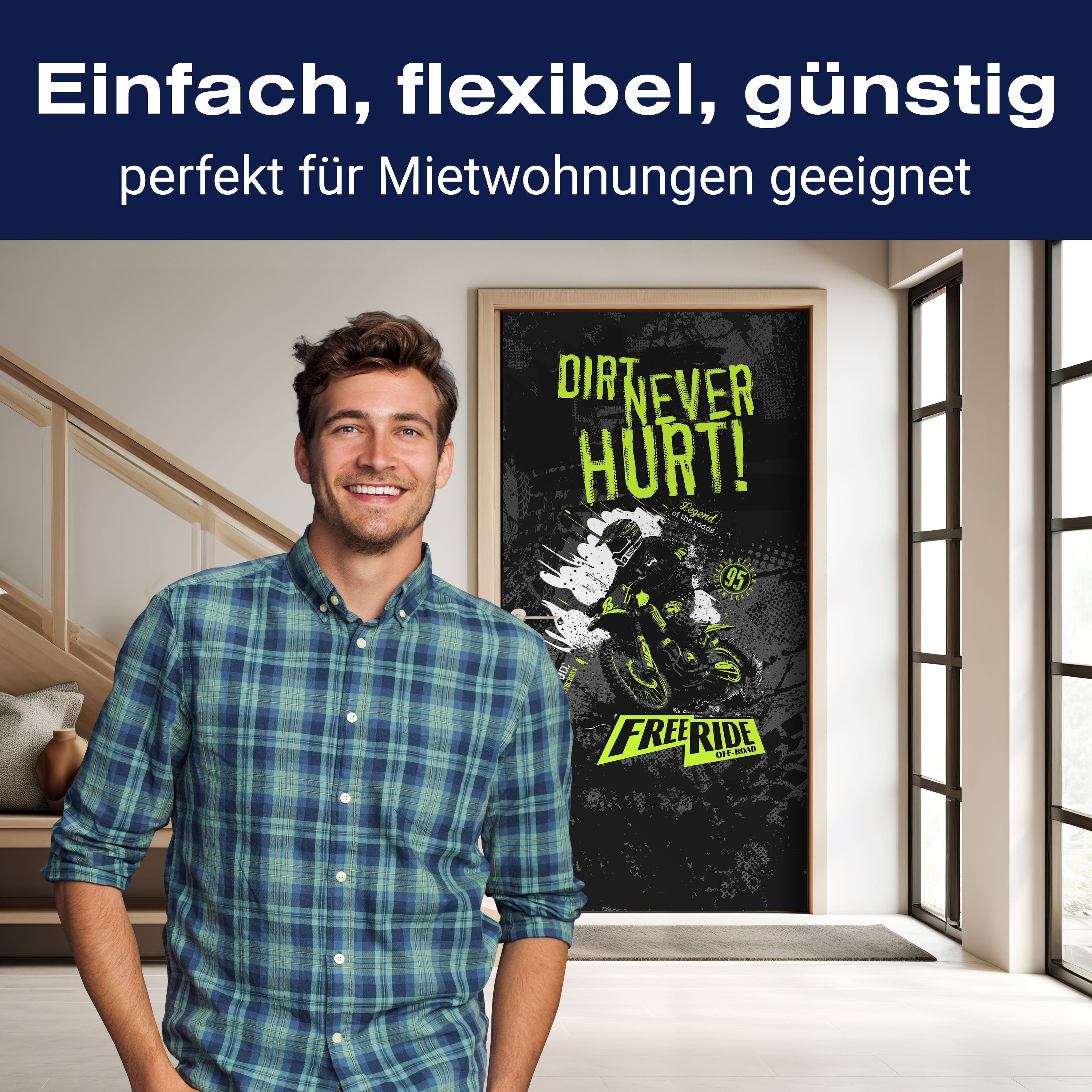 Türtapete Motorrad, Motocross, Spruch, Grün M1480 - Bild 3 Türtapete Motorrad, Motocross, Spruch, Grün M1480 - Bild 3