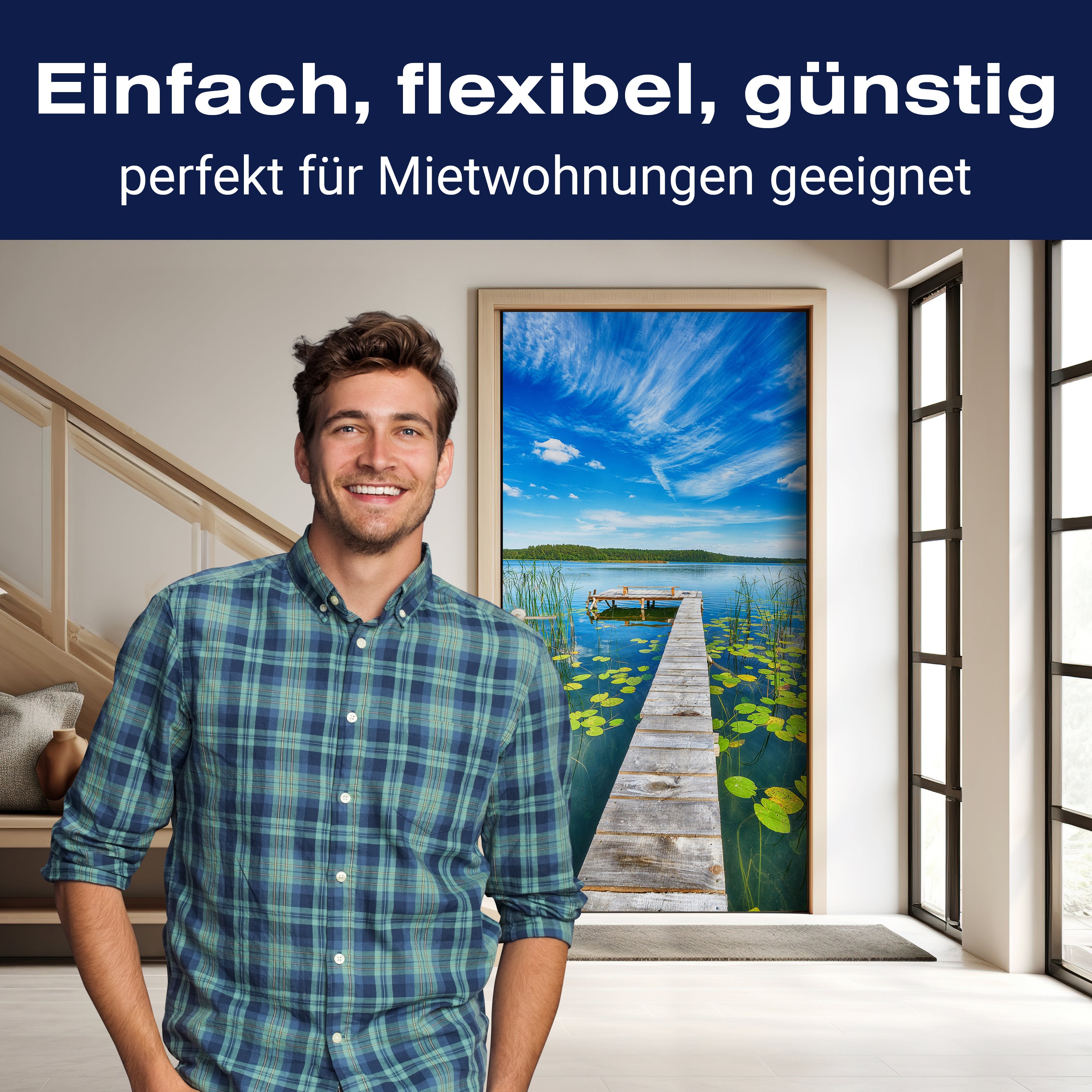 Türtapete Steg, See, Seerosen M1482 - Bild 3 Türtapete Steg, See, Seerosen M1482 - Bild 3