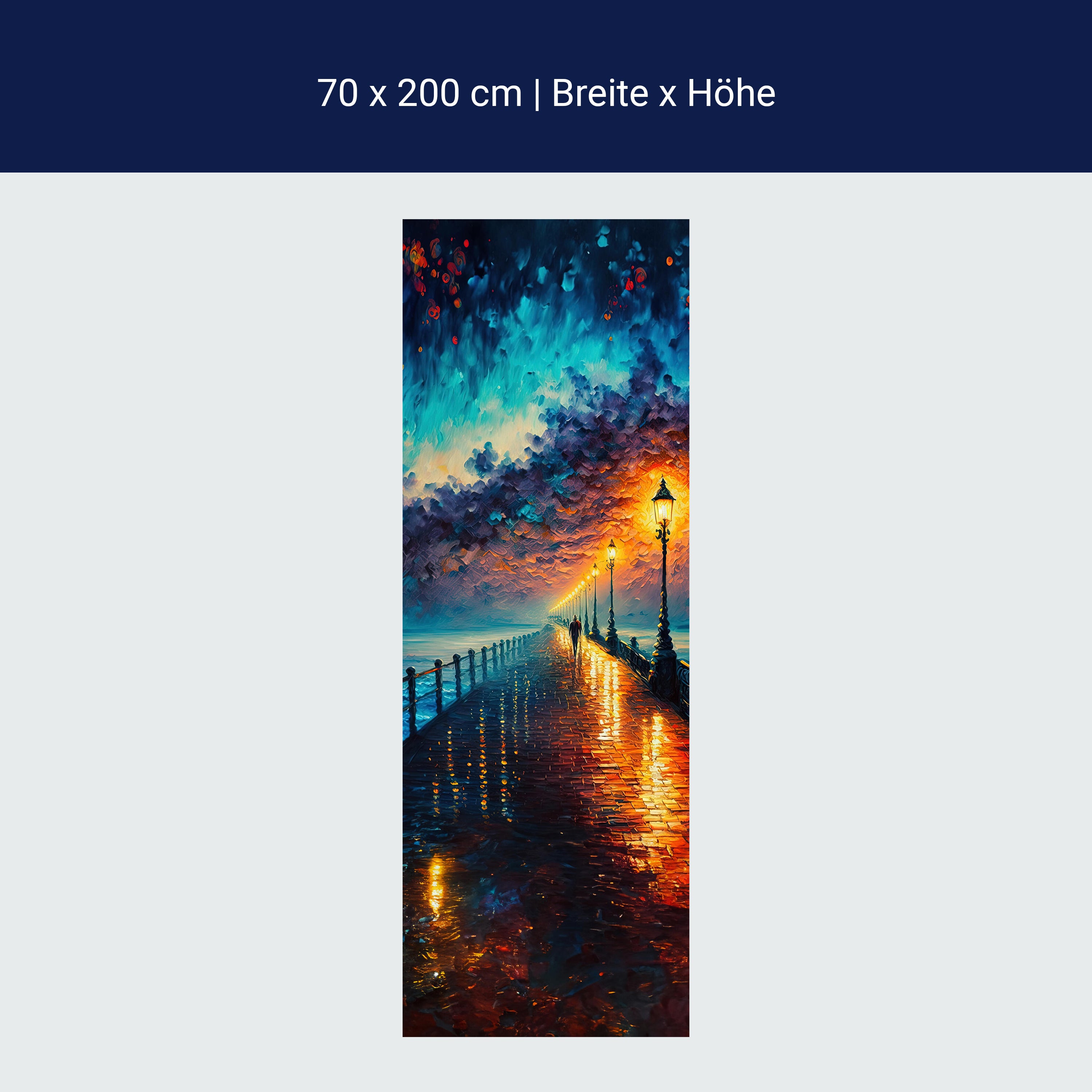 Türtapete Steg, Laternen, Nacht, Malerei M1483 Türtapete Steg, Laternen, Nacht, Malerei M1483