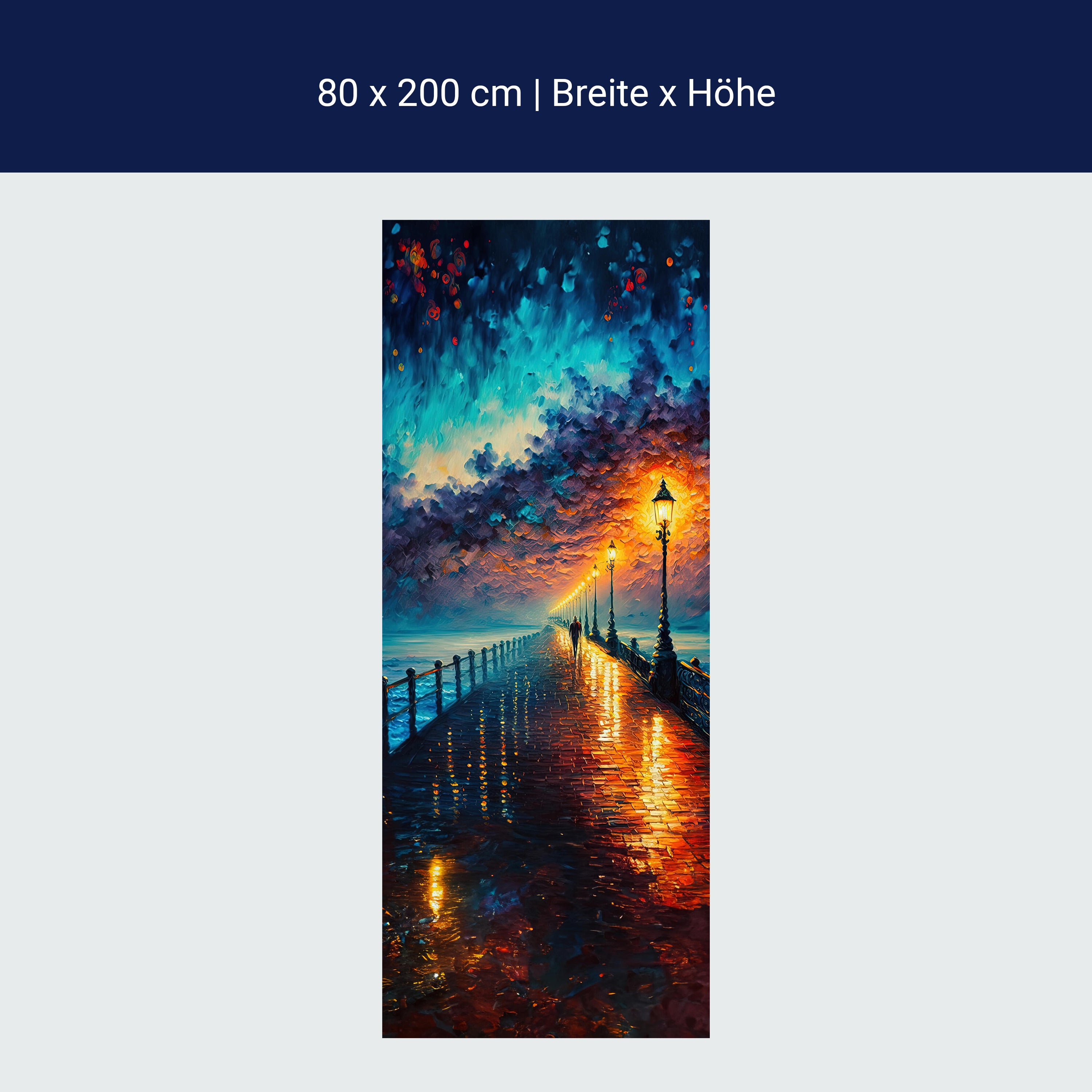 Türtapete Steg, Laternen, Nacht, Malerei M1483 Türtapete Steg, Laternen, Nacht, Malerei M1483
