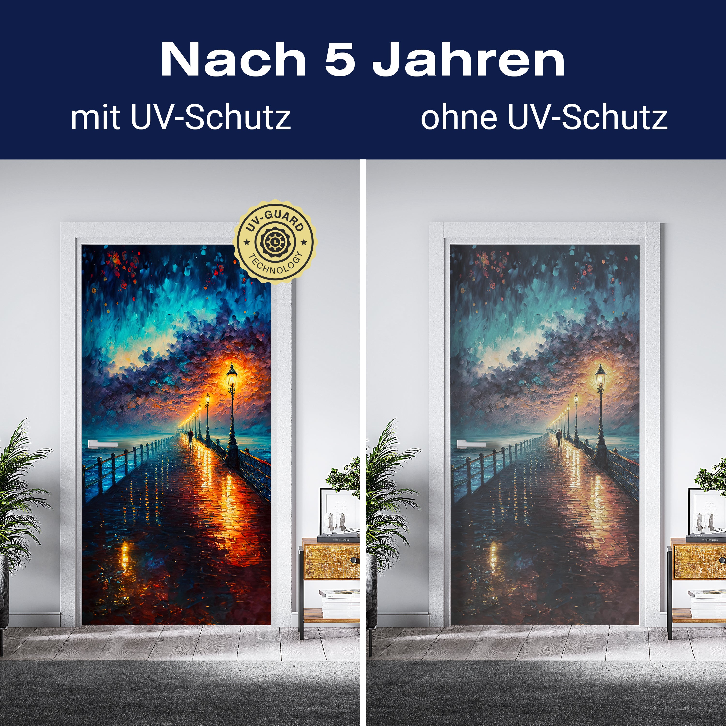 Türtapete Steg, Laternen, Nacht, Malerei M1483 - Bild 4 Türtapete Steg, Laternen, Nacht, Malerei M1483 - Bild 4