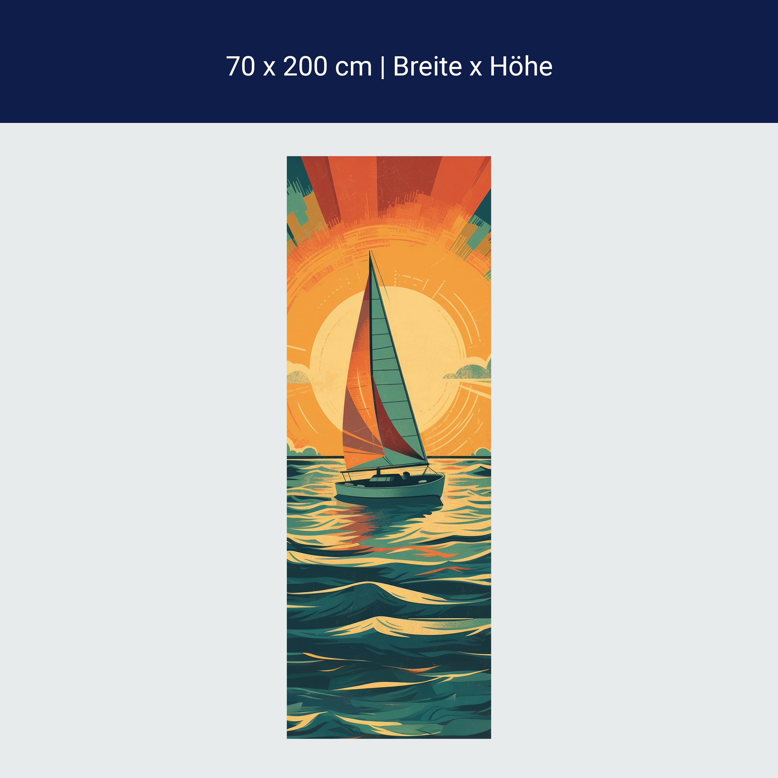Türtapete Segelboot, Sonne, Illustration M1485 Türtapete Segelboot, Sonne, Illustration M1485