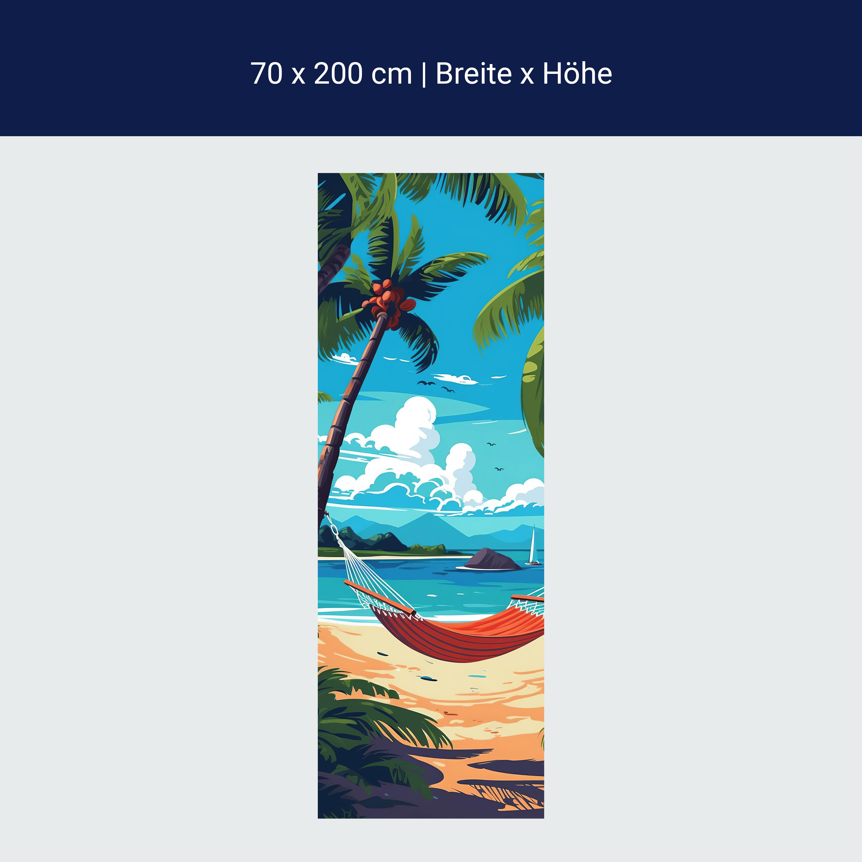 Türtapete Illustration, Hängematte, Strand, Palmen M1486 Türtapete Illustration, Hängematte, Strand, Palmen M1486