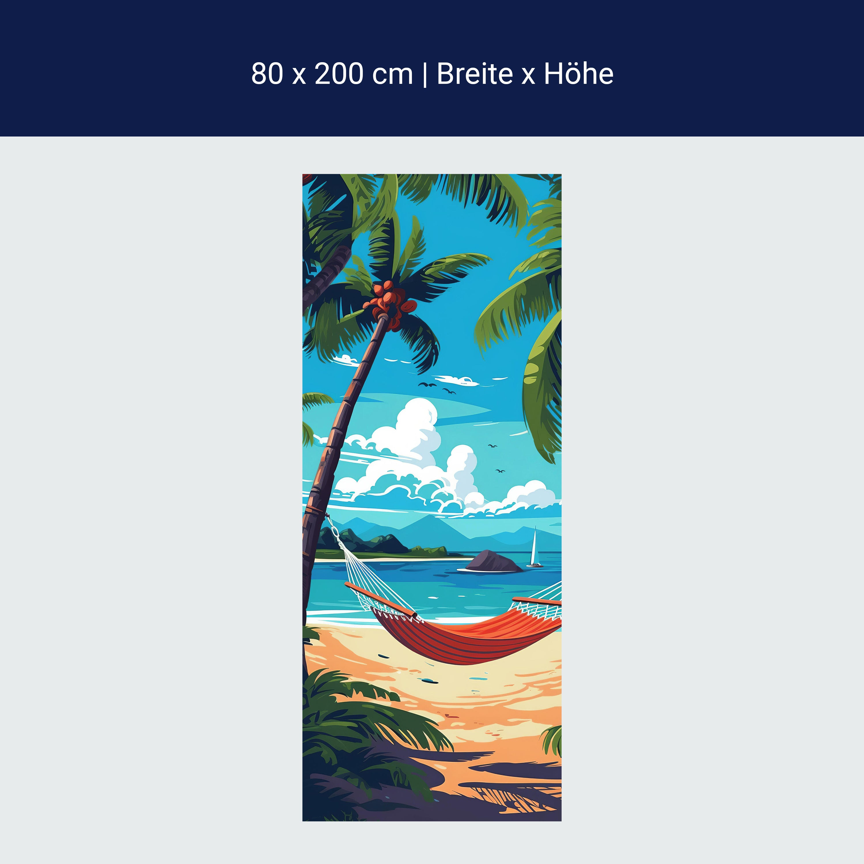 Türtapete Illustration, Hängematte, Strand, Palmen M1486 Türtapete Illustration, Hängematte, Strand, Palmen M1486