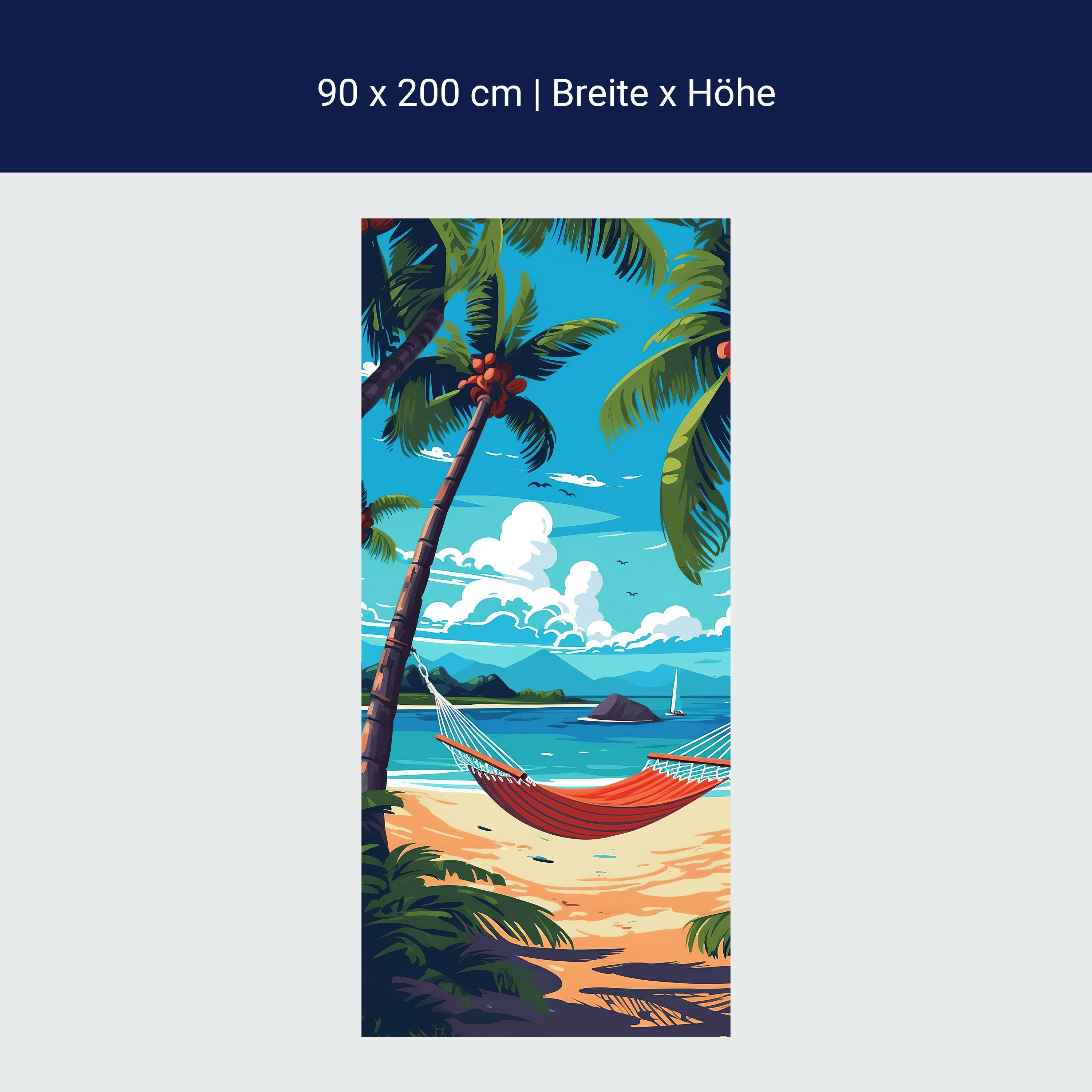 Türtapete Illustration, Hängematte, Strand, Palmen M1486 Türtapete Illustration, Hängematte, Strand, Palmen M1486