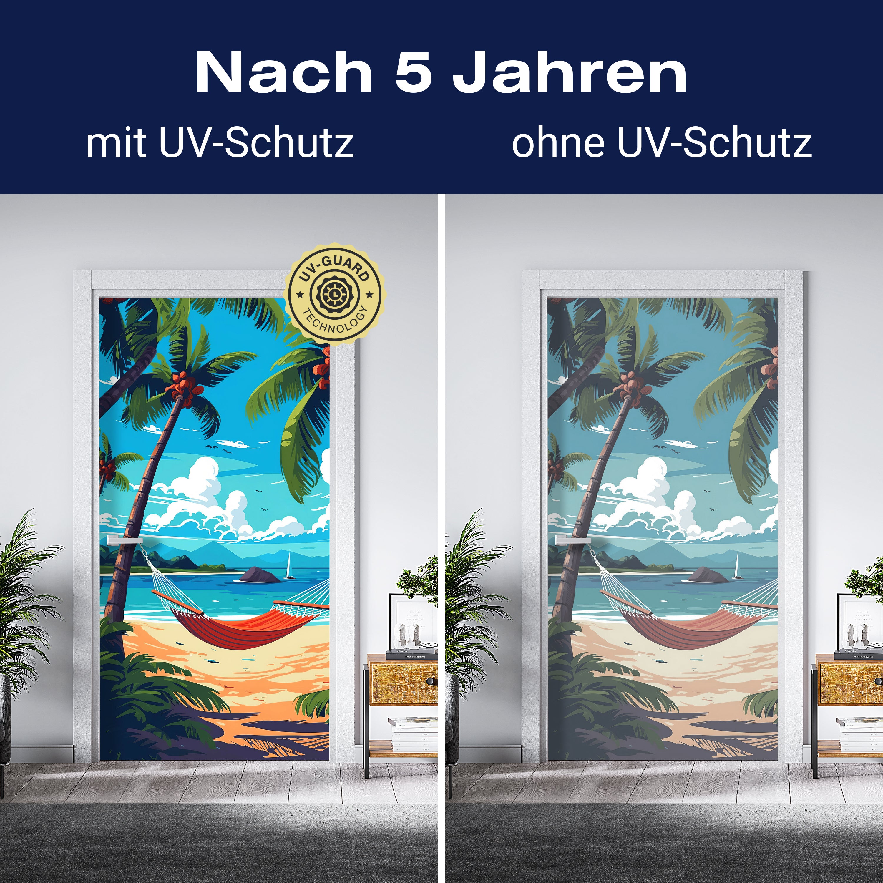 Türtapete Illustration, Hängematte, Strand, Palmen M1486 - Bild 4 Türtapete Illustration, Hängematte, Strand, Palmen M1486 - Bild 4