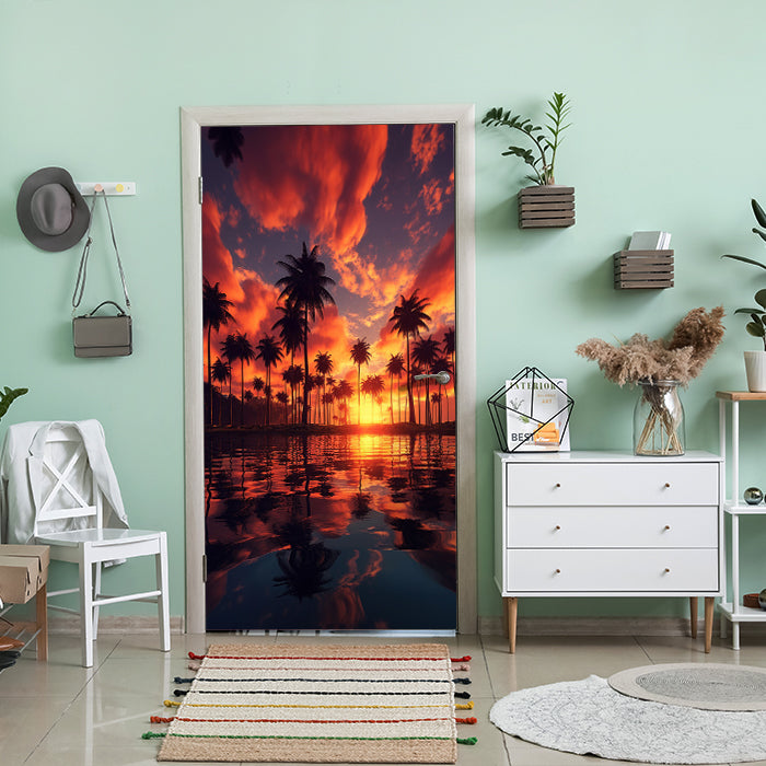 Türtapete Palmen, Strand, Sonnenuntergang M1488 - Bild 1 Türtapete Palmen, Strand, Sonnenuntergang M1488 - Bild 1