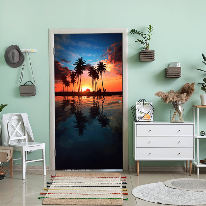 Türtapete Palmen, Strand, Sonnenaufgang M1491 - Bild 1 Türtapete Palmen, Strand, Sonnenaufgang M1491 - Bild 1