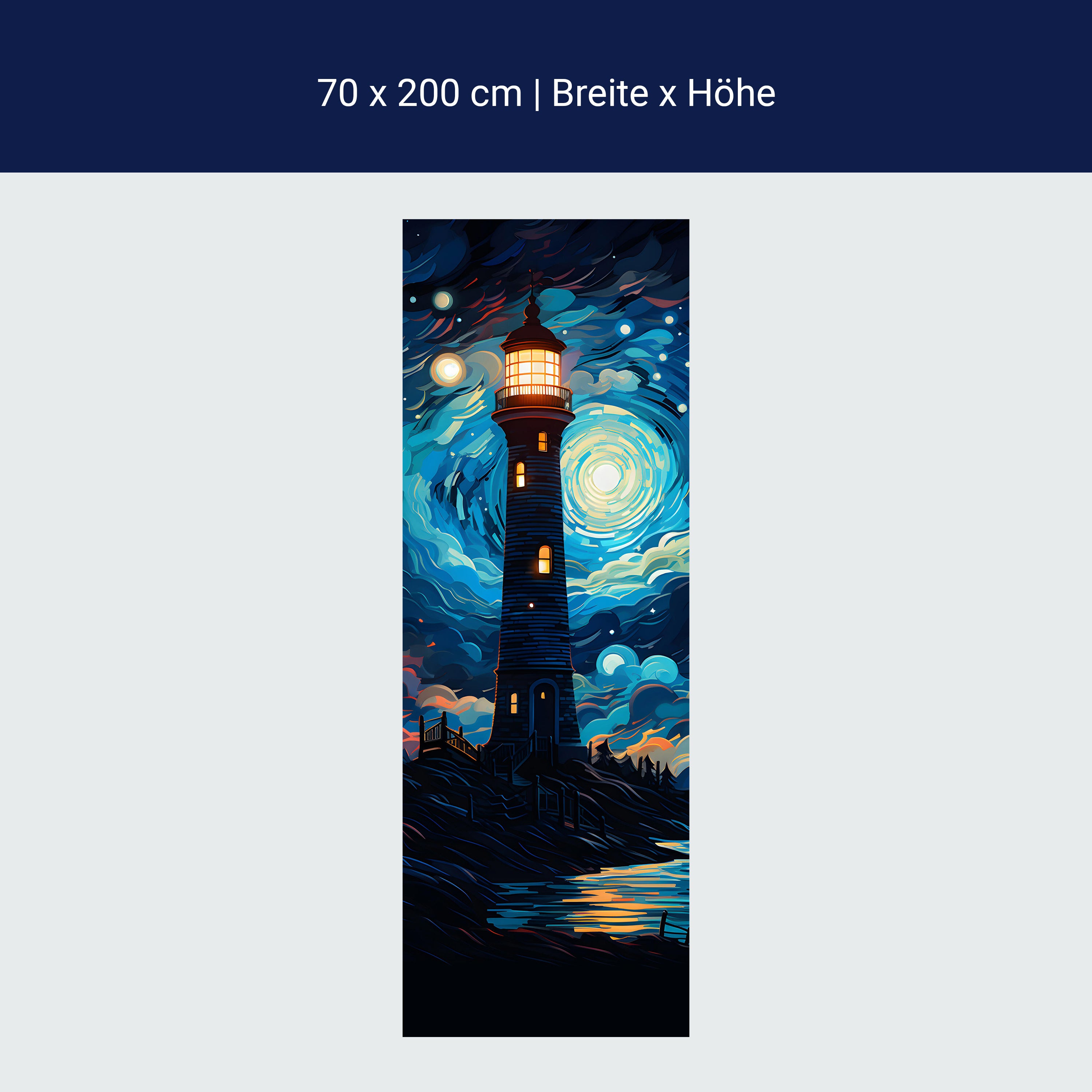 Türtapete Strand, Leuchtturm, Nacht M1492 Türtapete Strand, Leuchtturm, Nacht M1492