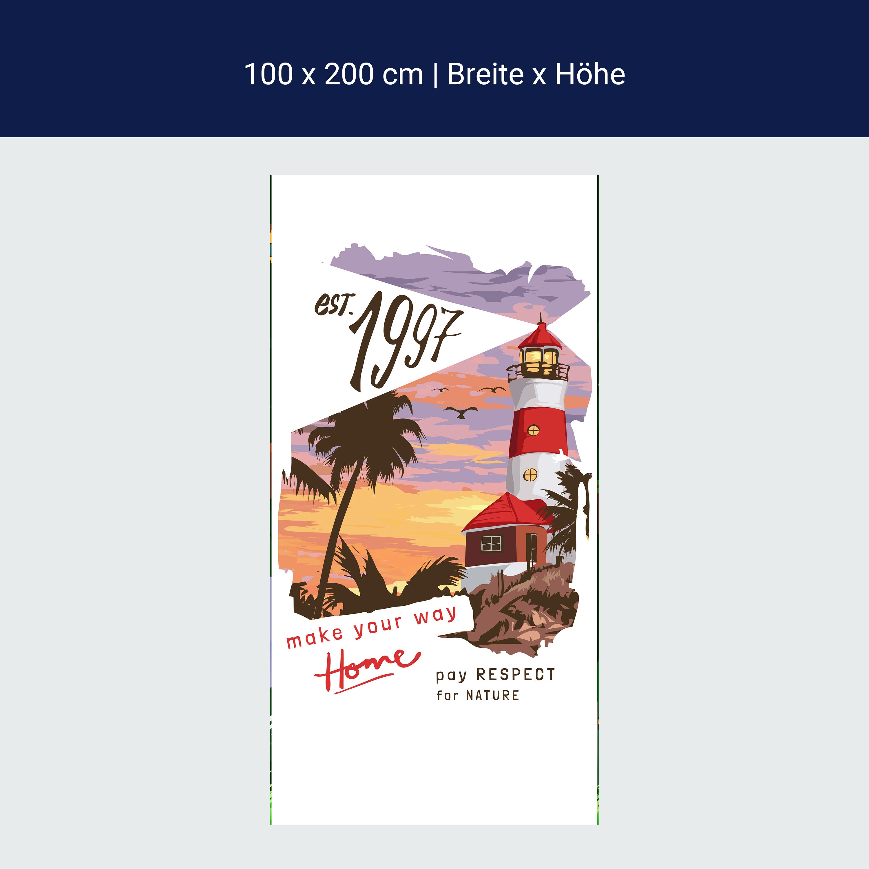 Türtapete Leuchtturm, Palmen, Spruch M1493 Türtapete Leuchtturm, Palmen, Spruch M1493