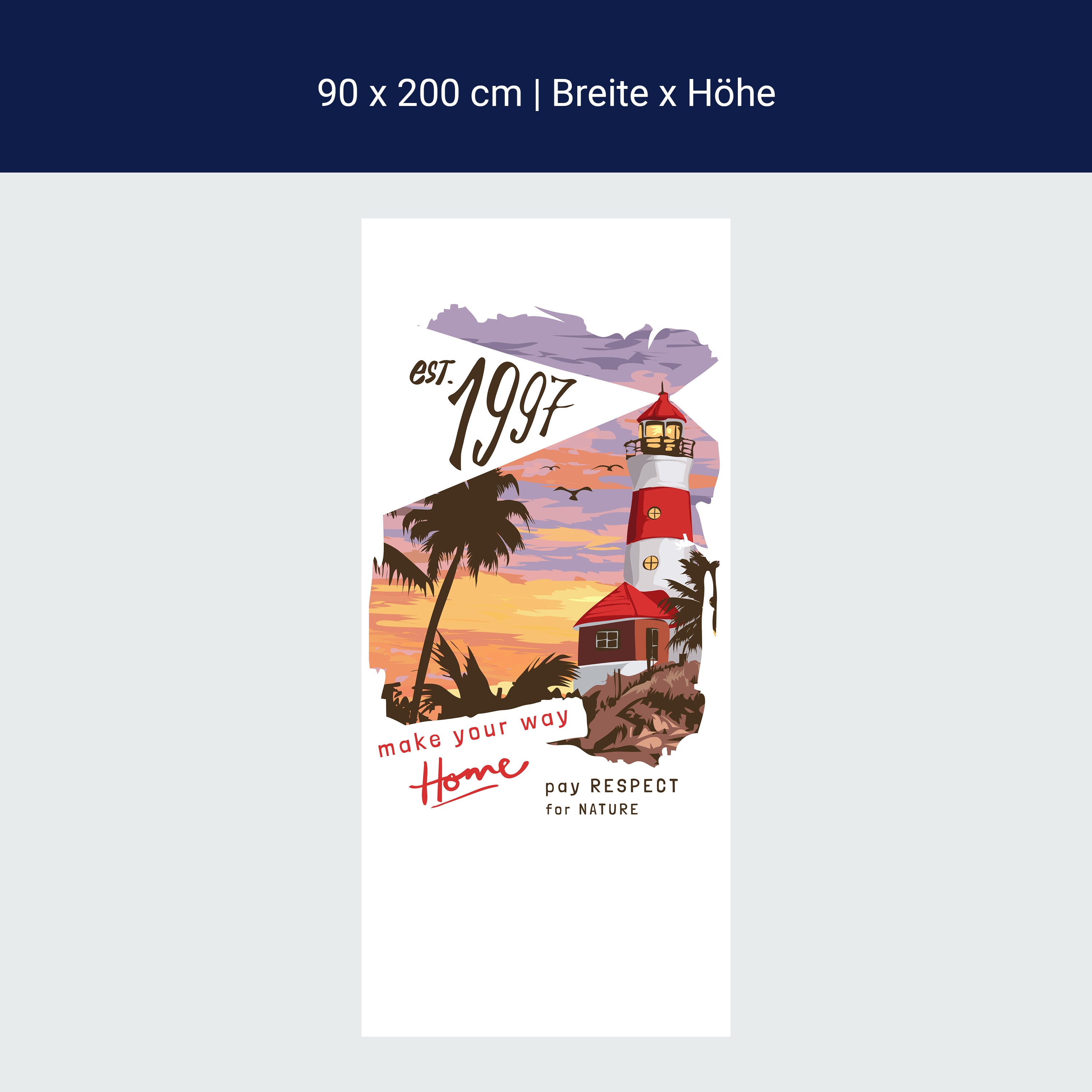 Türtapete Leuchtturm, Palmen, Spruch M1493 Türtapete Leuchtturm, Palmen, Spruch M1493