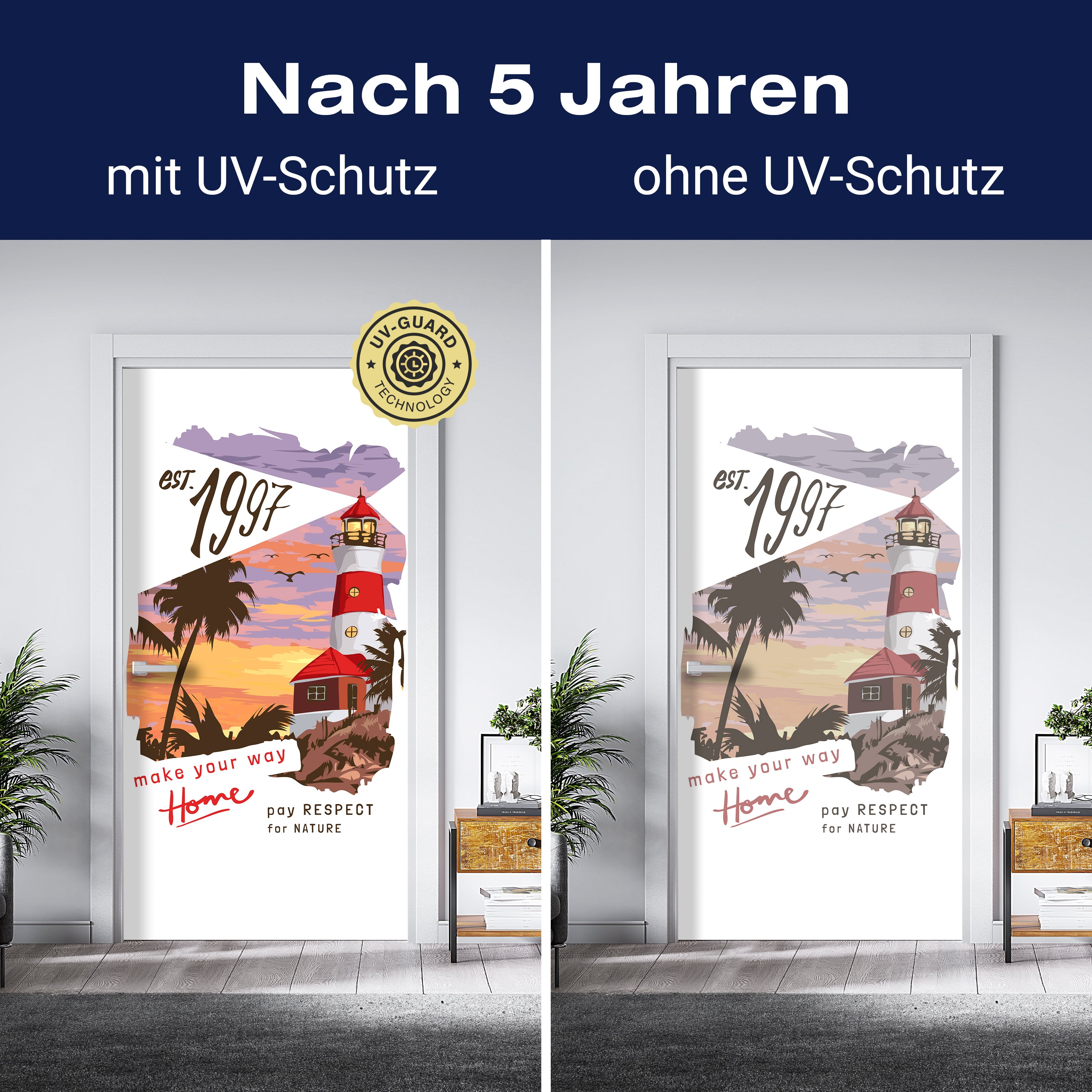 Türtapete Leuchtturm, Palmen, Spruch M1493 - Bild 4 Türtapete Leuchtturm, Palmen, Spruch M1493 - Bild 4