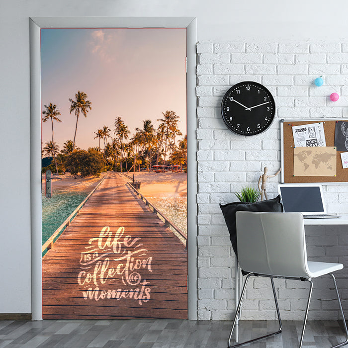 Türtapete Steg, Strand, Meer, Spruch M1494 - Bild 1 Türtapete Steg, Strand, Meer, Spruch M1494 - Bild 1