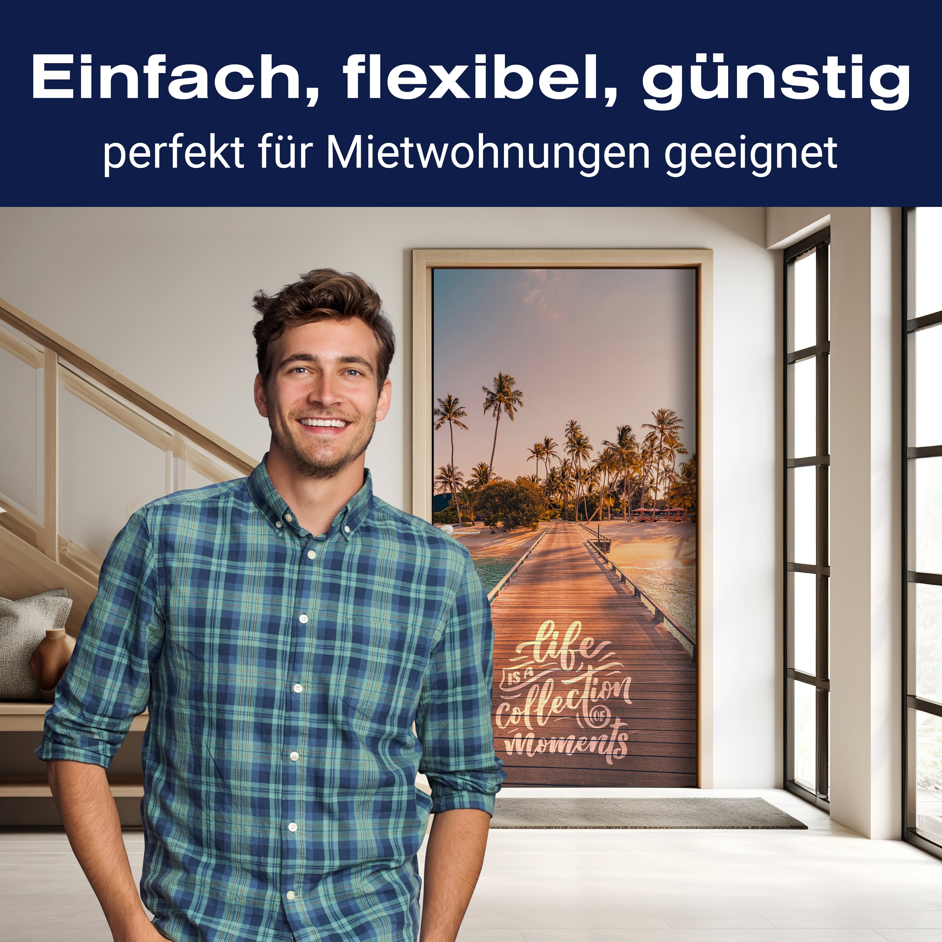 Türtapete Steg, Strand, Meer, Spruch M1494 - Bild 3 Türtapete Steg, Strand, Meer, Spruch M1494 - Bild 3