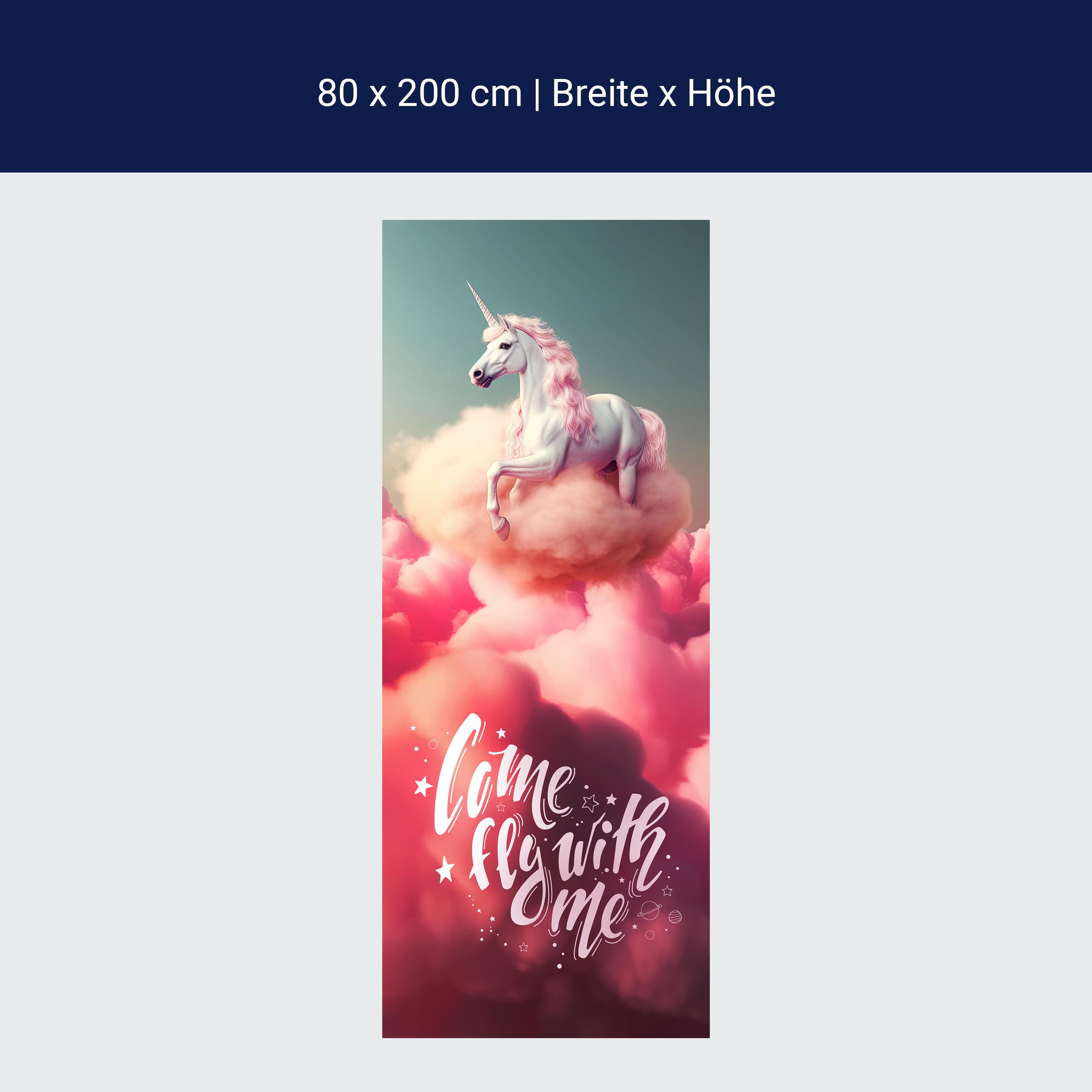 Türtapete Einhorn, Wolken, Spruch, Motivation M1501 Türtapete Einhorn, Wolken, Spruch, Motivation M1501