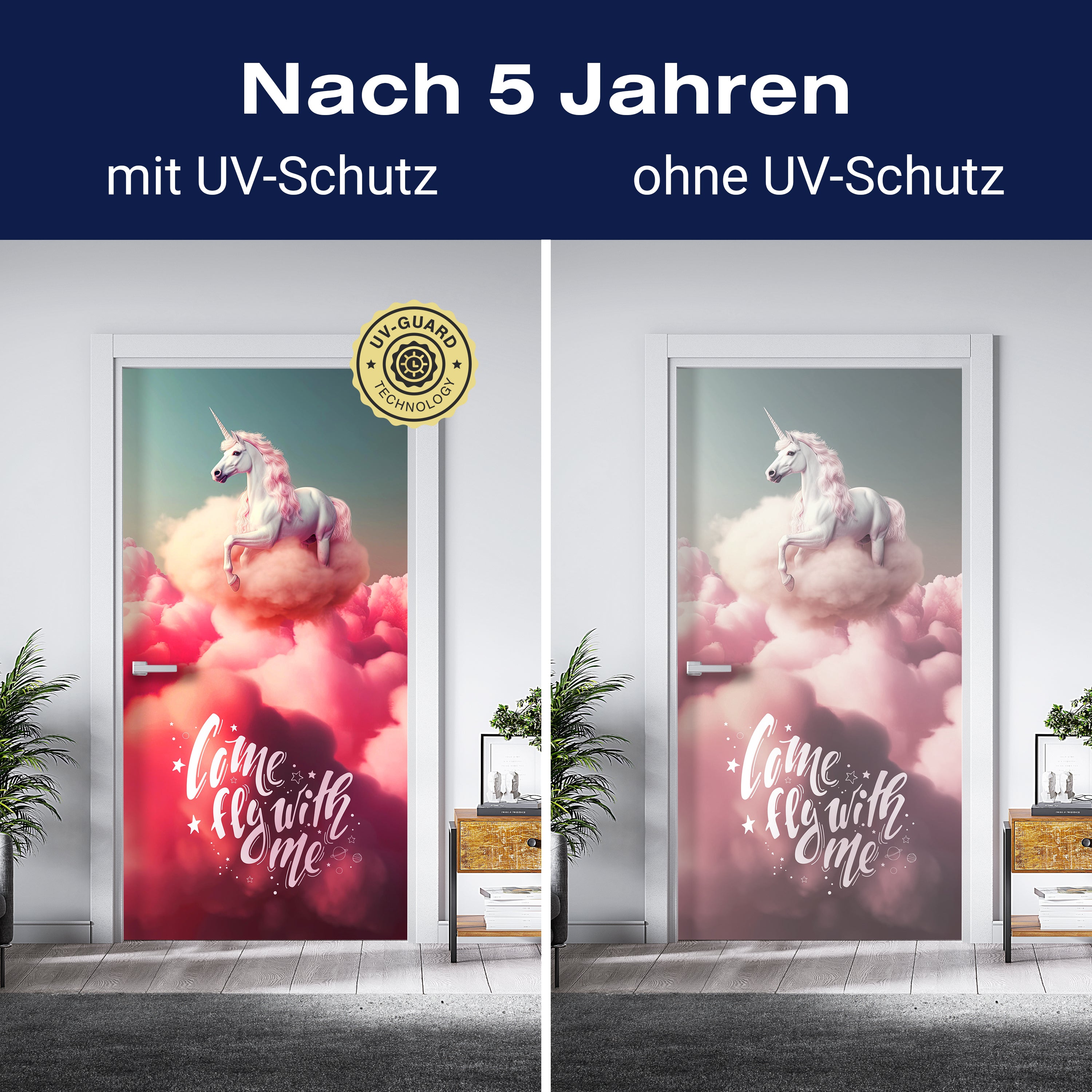 Türtapete Einhorn, Wolken, Spruch, Motivation M1501 - Bild 4 Türtapete Einhorn, Wolken, Spruch, Motivation M1501 - Bild 4