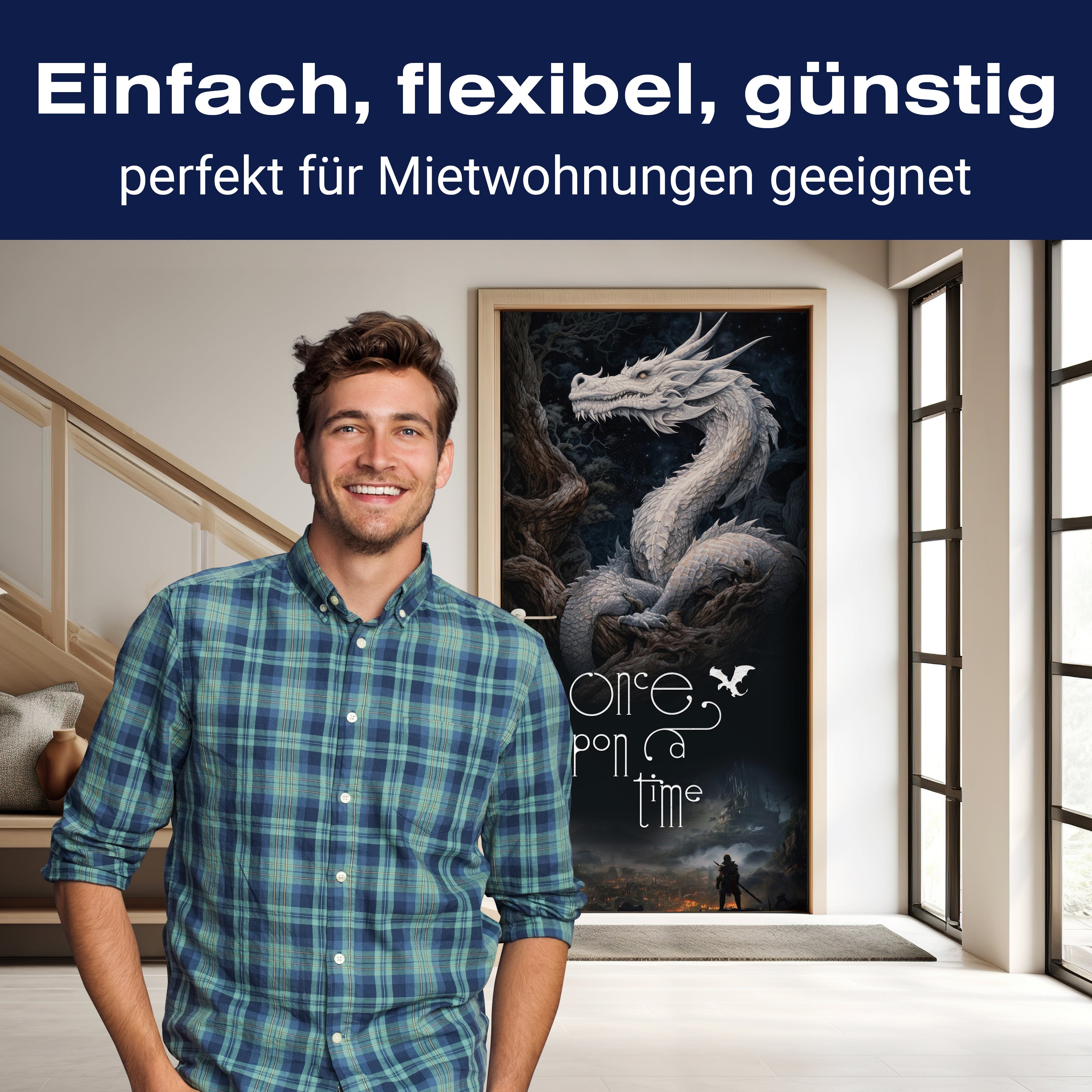 Türtapete Drache, Spruch, Illustration M1502 - Bild 3 Türtapete Drache, Spruch, Illustration M1502 - Bild 3