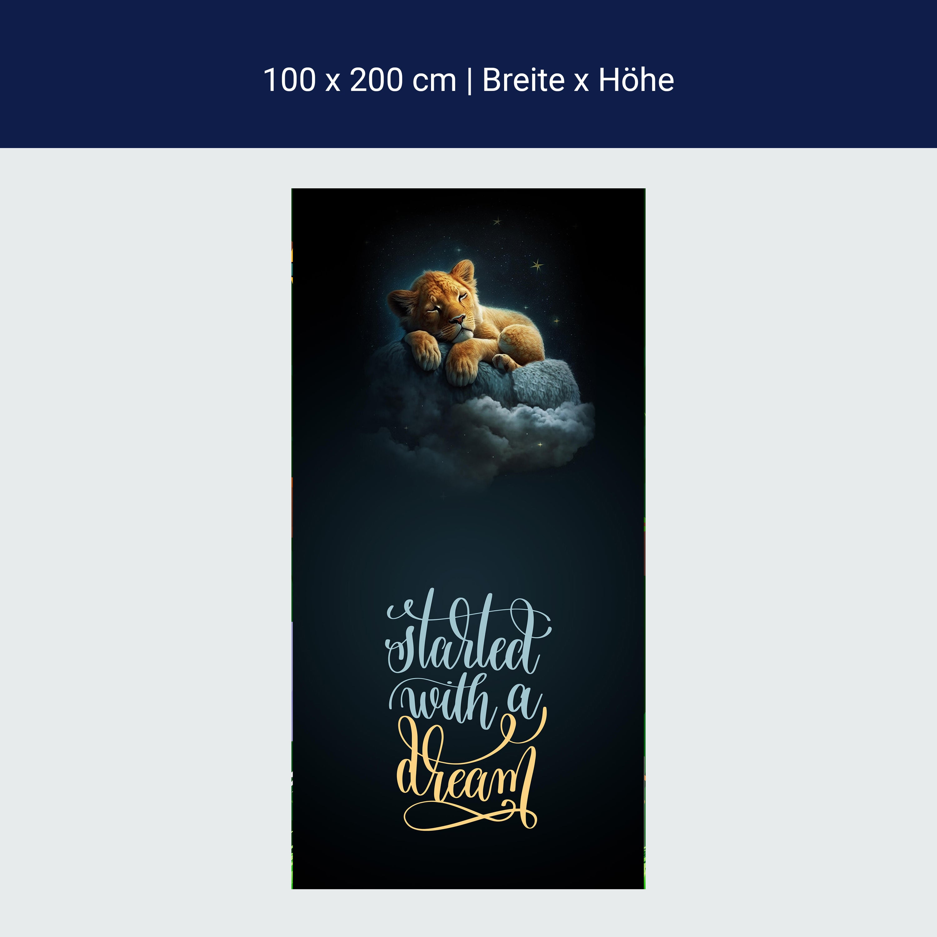 Türtapete schlafender Löwe, Spruch, Motivation M1504 Türtapete schlafender Löwe, Spruch, Motivation M1504