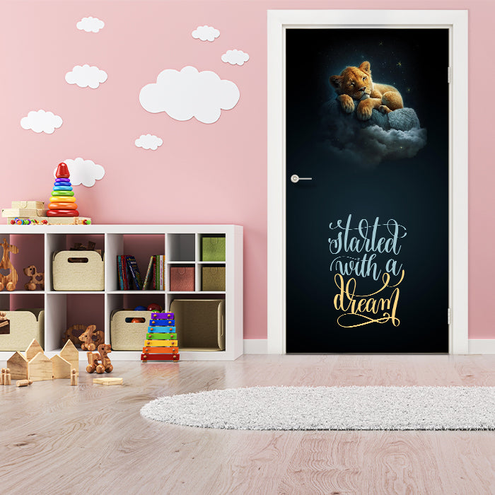 Türtapete schlafender Löwe, Spruch, Motivation M1504 - Bild 1 Türtapete schlafender Löwe, Spruch, Motivation M1504 - Bild 1