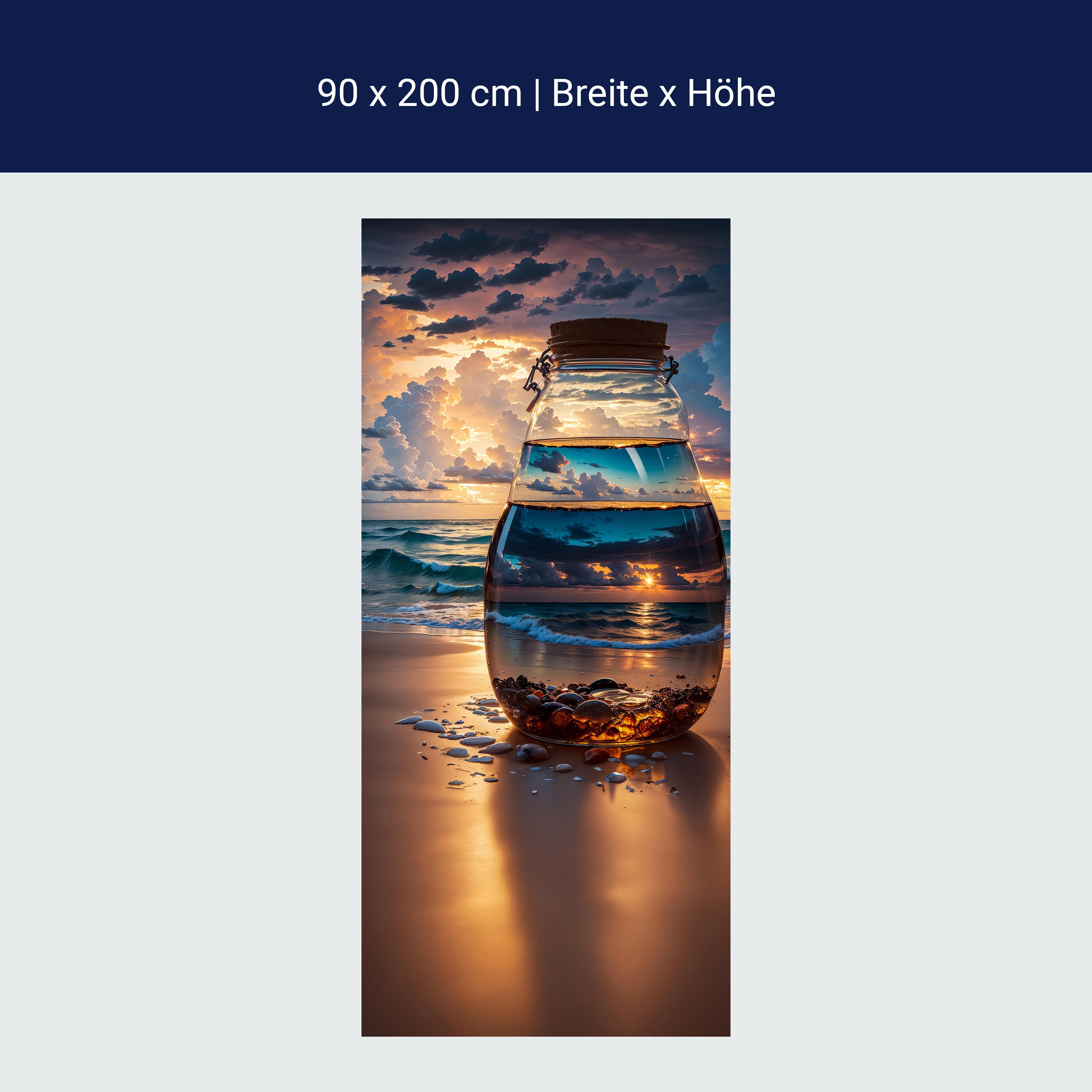 Türtapete Meer, Strand, Glasflasche M1505 Türtapete Meer, Strand, Glasflasche M1505