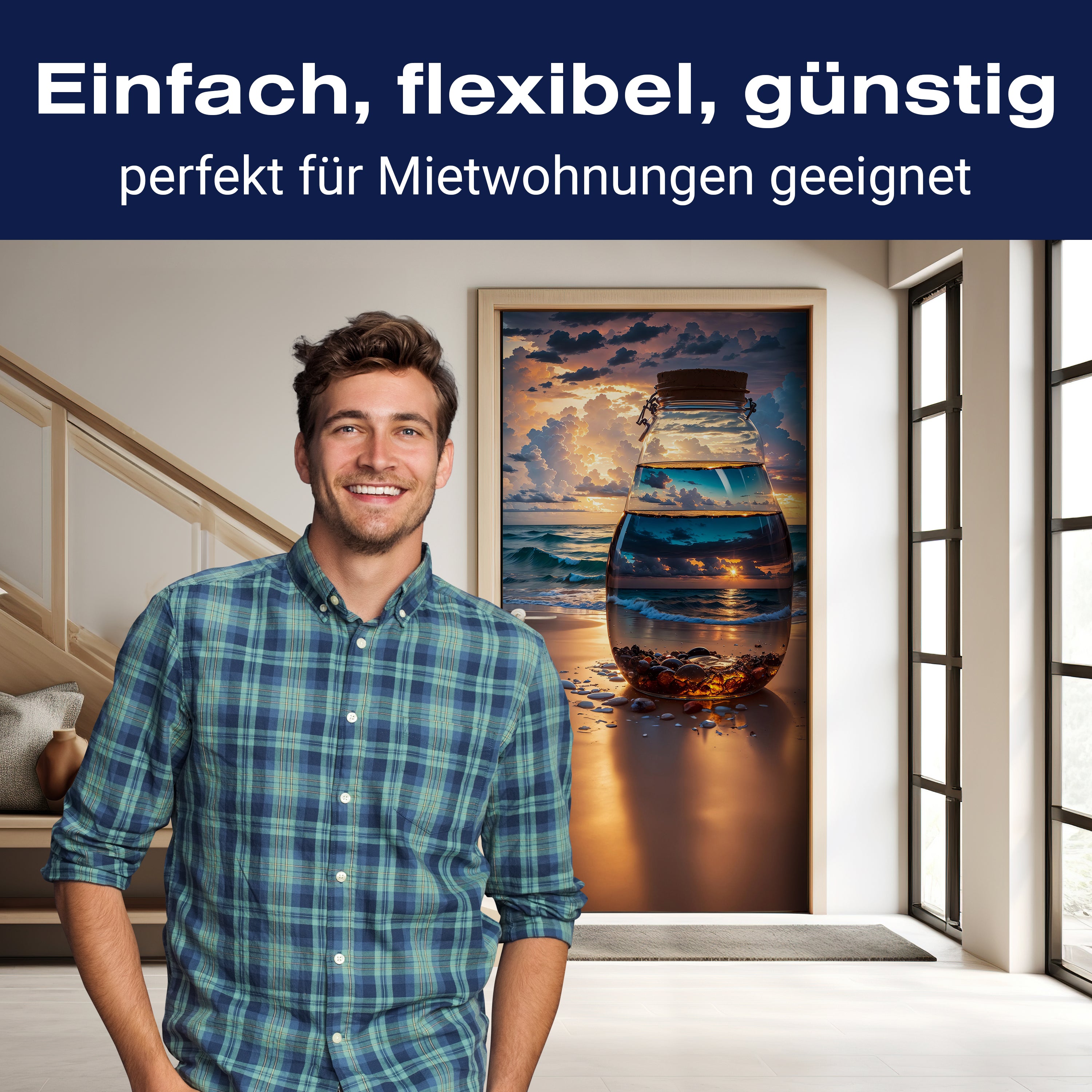 Türtapete Meer, Strand, Glasflasche M1505 - Bild 3 Türtapete Meer, Strand, Glasflasche M1505 - Bild 3