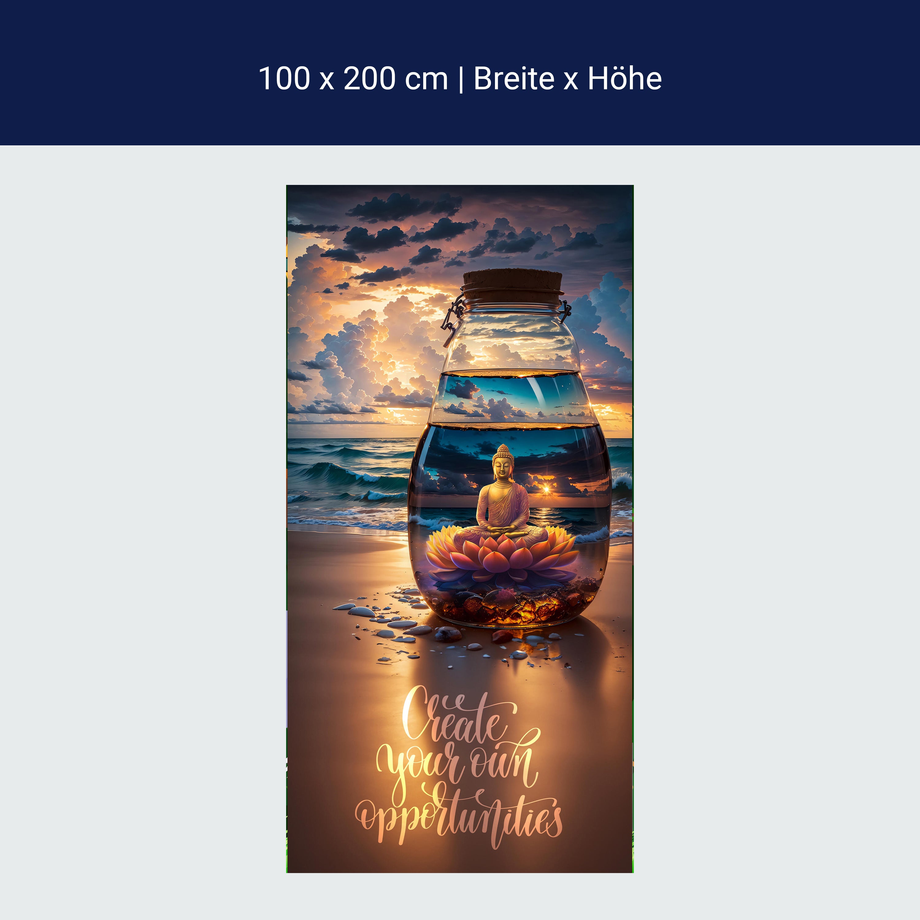 Türtapete Meer, Strand, Buddha, Spruch M1506 Türtapete Meer, Strand, Buddha, Spruch M1506