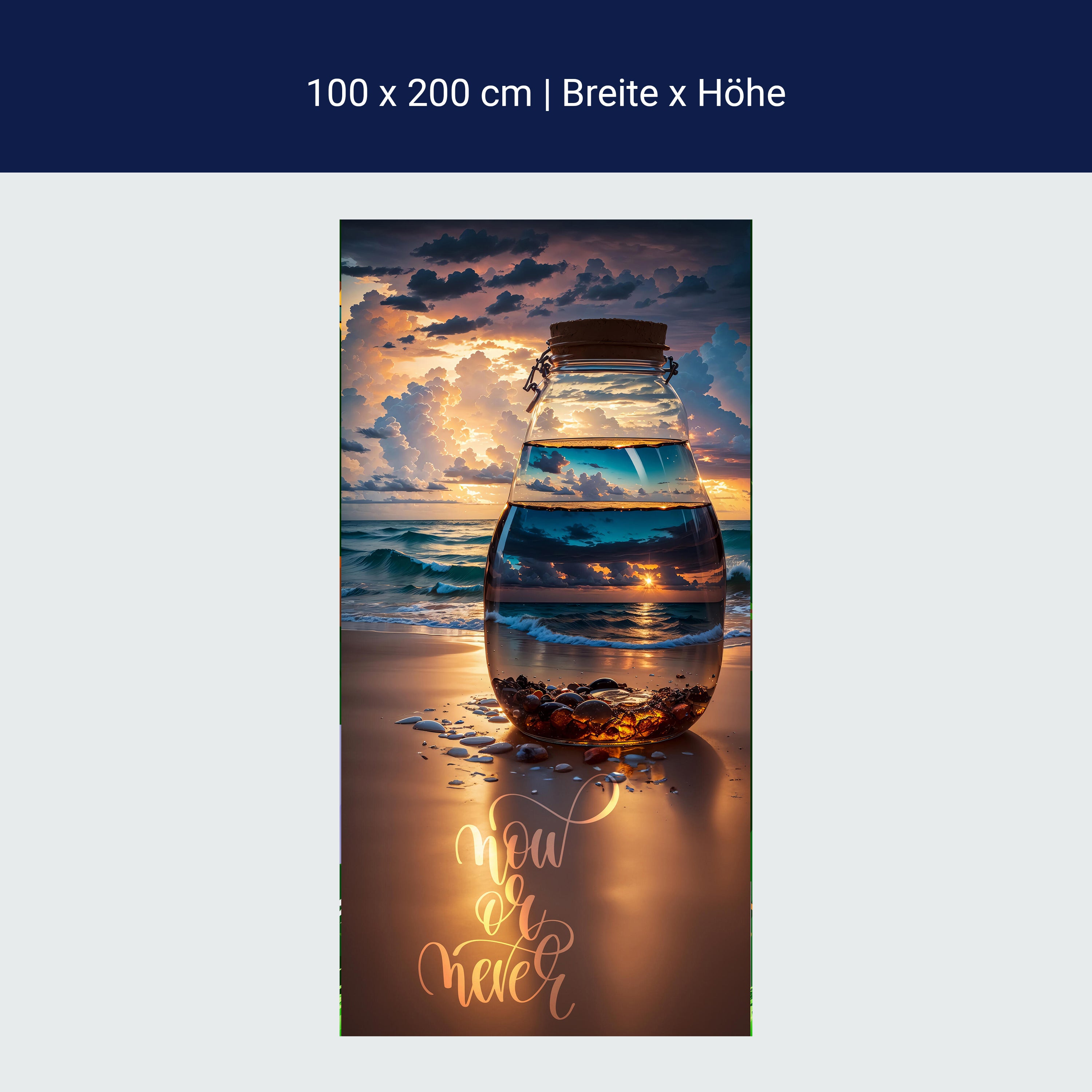 Türtapete Meer, Strand, Glasflasche, Spruch M1507 Türtapete Meer, Strand, Glasflasche, Spruch M1507