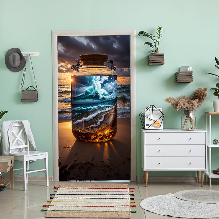 Türtapete Meer, Strand, Flasche, Wasser M1508 - Bild 1 Türtapete Meer, Strand, Flasche, Wasser M1508 - Bild 1