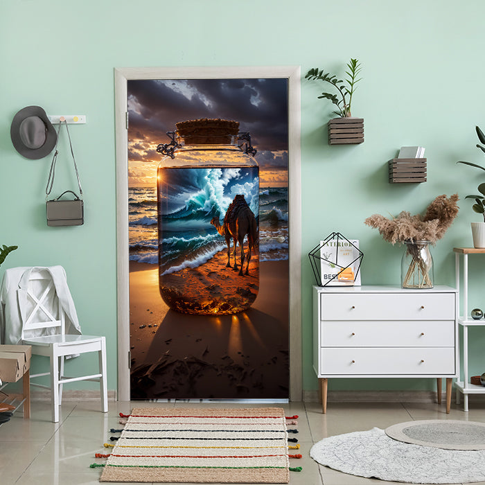 Türtapete Meer, Strand, Flasche, Kamel M1509 - Bild 1 Türtapete Meer, Strand, Flasche, Kamel M1509 - Bild 1