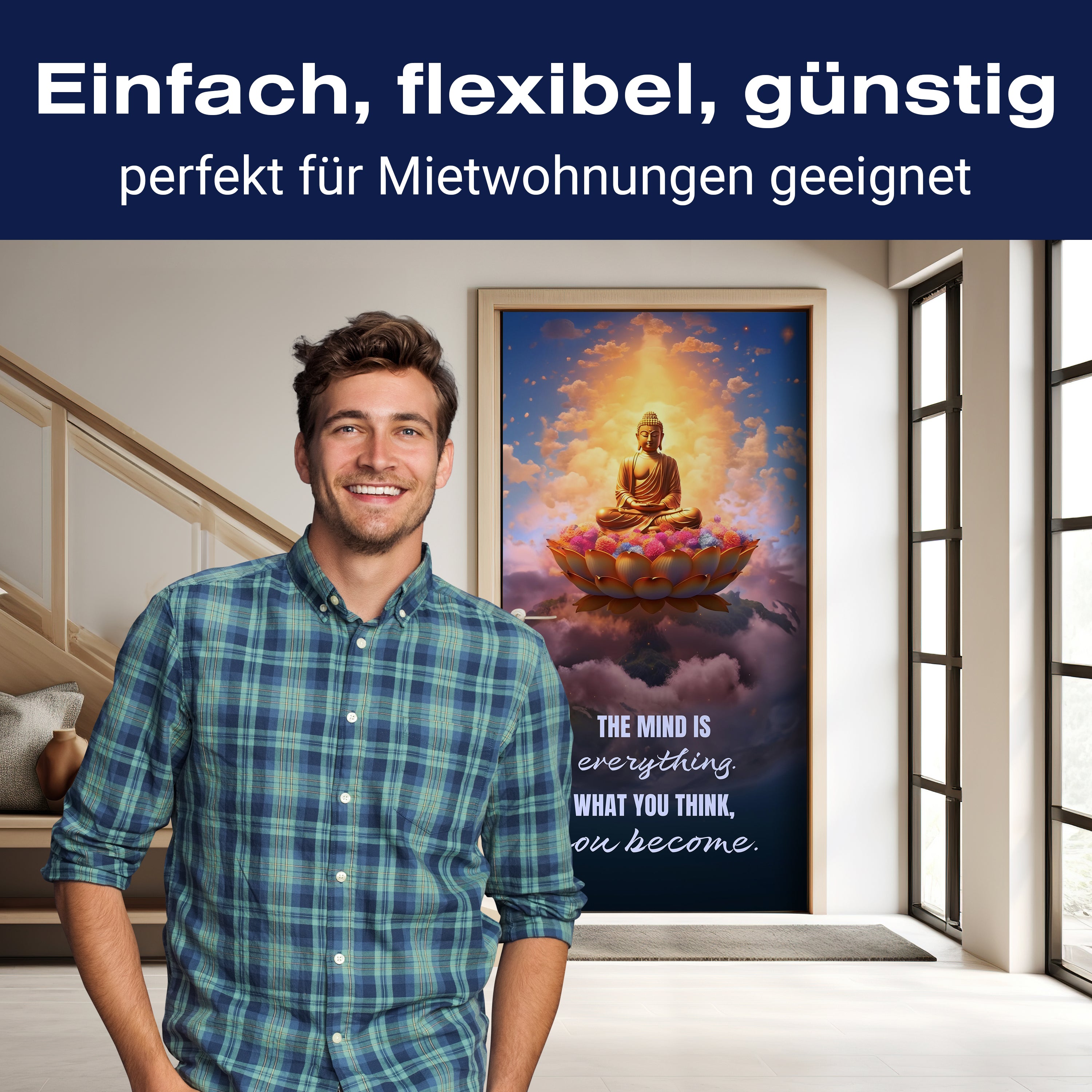 Türtapete Buddha, Lotus, Spruch M1512 - Bild 3 Türtapete Buddha, Lotus, Spruch M1512 - Bild 3